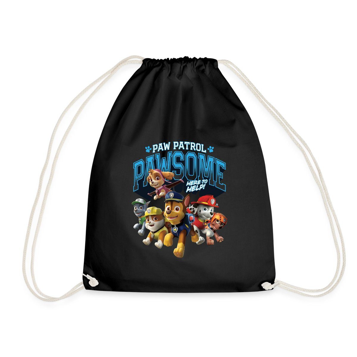 Spreadshirt Turnbeutel Paw Patrol Pawsome Here To Help Spruch Blau Turnbeutel (1-tlg)