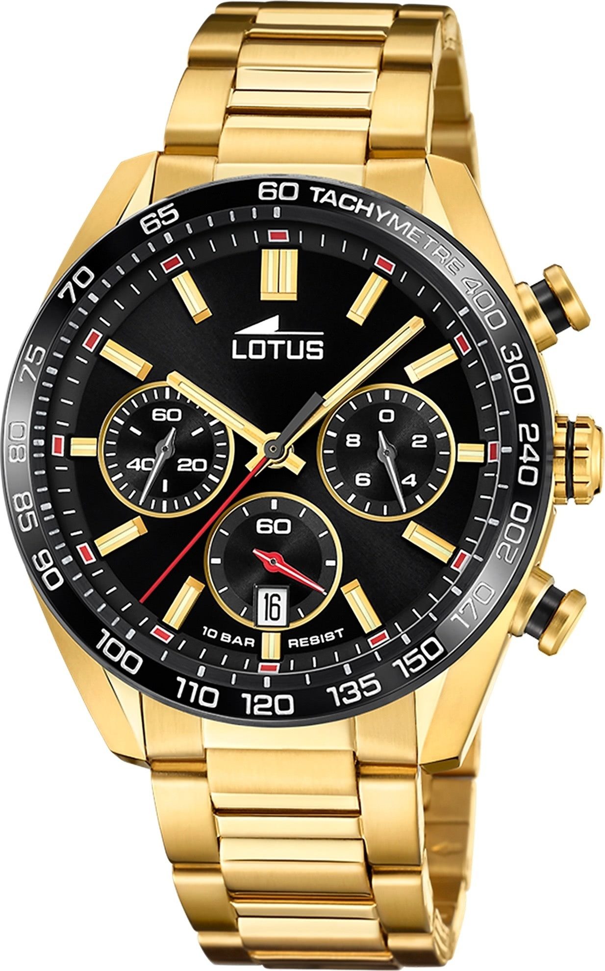 Chronograph Lotus Herrenuhr Edelstahl gold Lotus