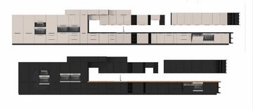 Furnix Küchenzeile Lynette-Linares 260 cm Kuchenmöbel-Set Küche Kaschmir/Schwarz, Maße gesamt 260x85,8x60 cm, ästhetisches topaktuelles Design