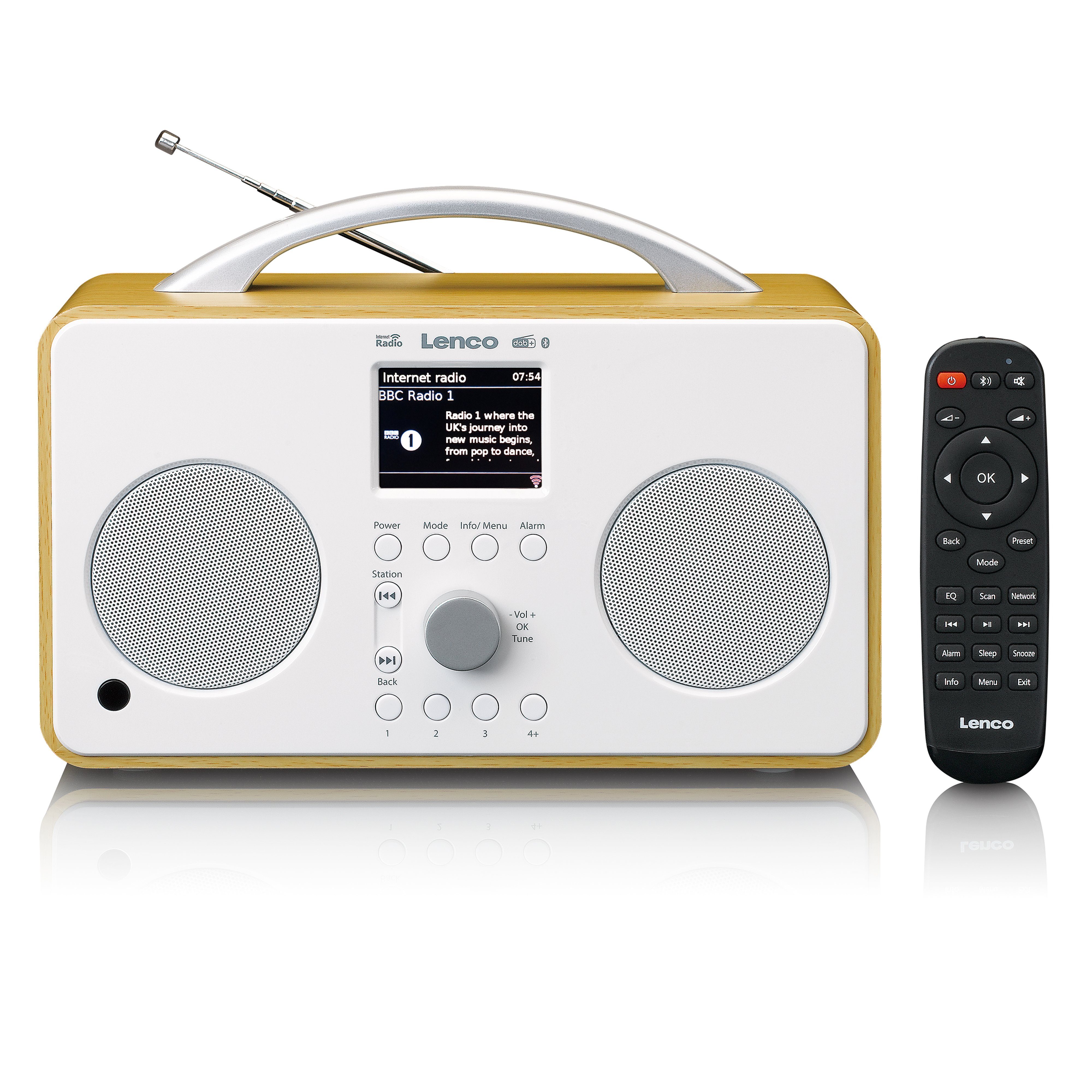 Lenco PIR-645WH Internet-Radio (DAB,FM,Internet, 6 W, Digitalradio mit DAB+, Bluetooth-Streaming, Sleep-Timer, Dual-Wecker)