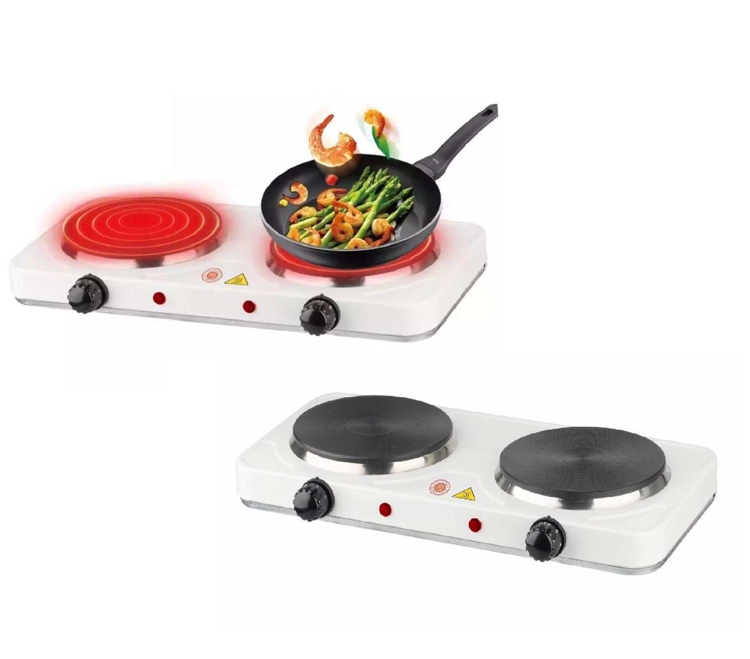 Rungassi Doppelkochplatte Doppelkochplatte Doppelkochfeld Herdplatte 2x 1000Watt Kochplatte