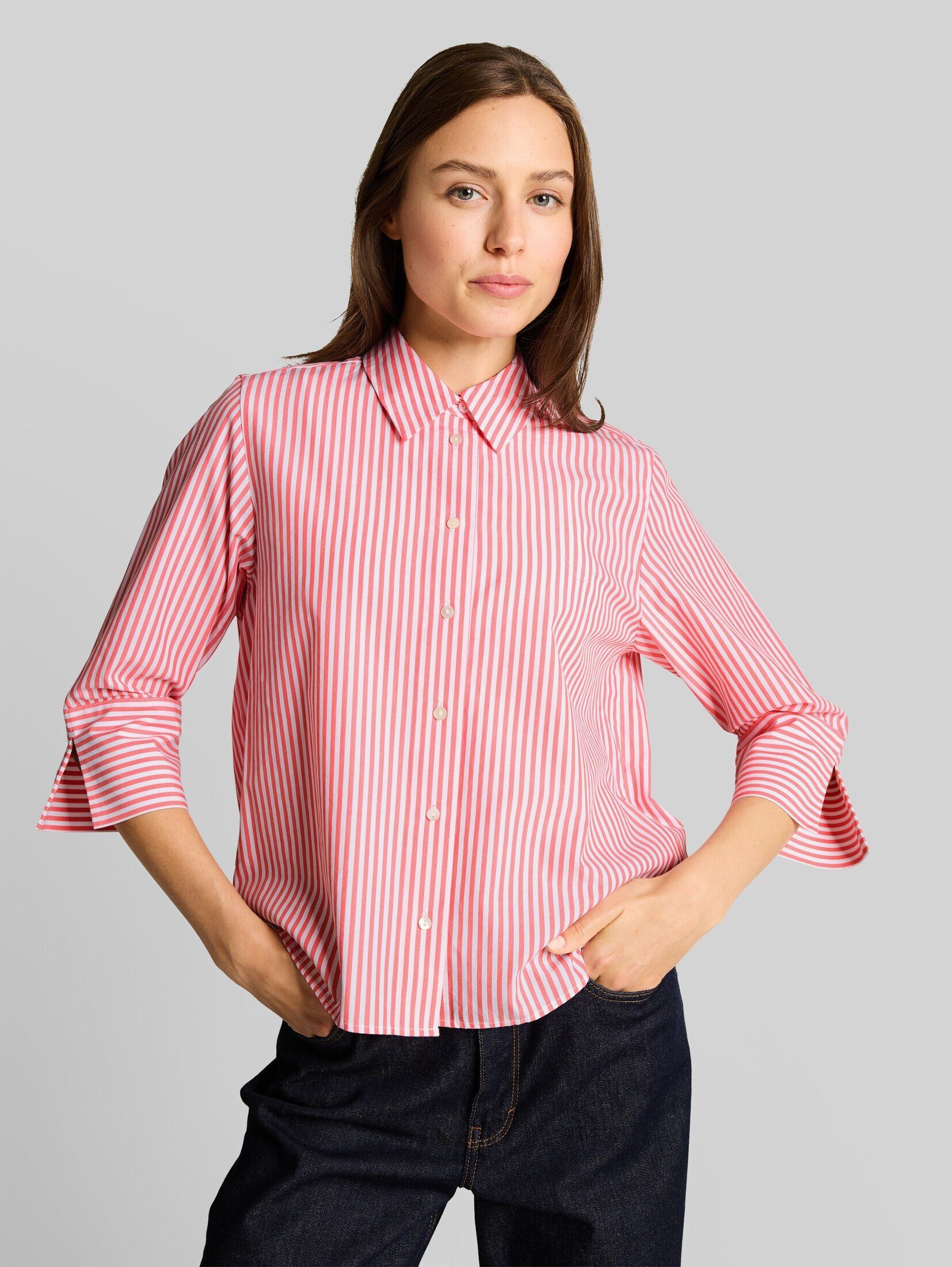 TOM TAILOR Langarmbluse Blusen & Shirts Popeline Hemdbluse mit 3/4-Arm