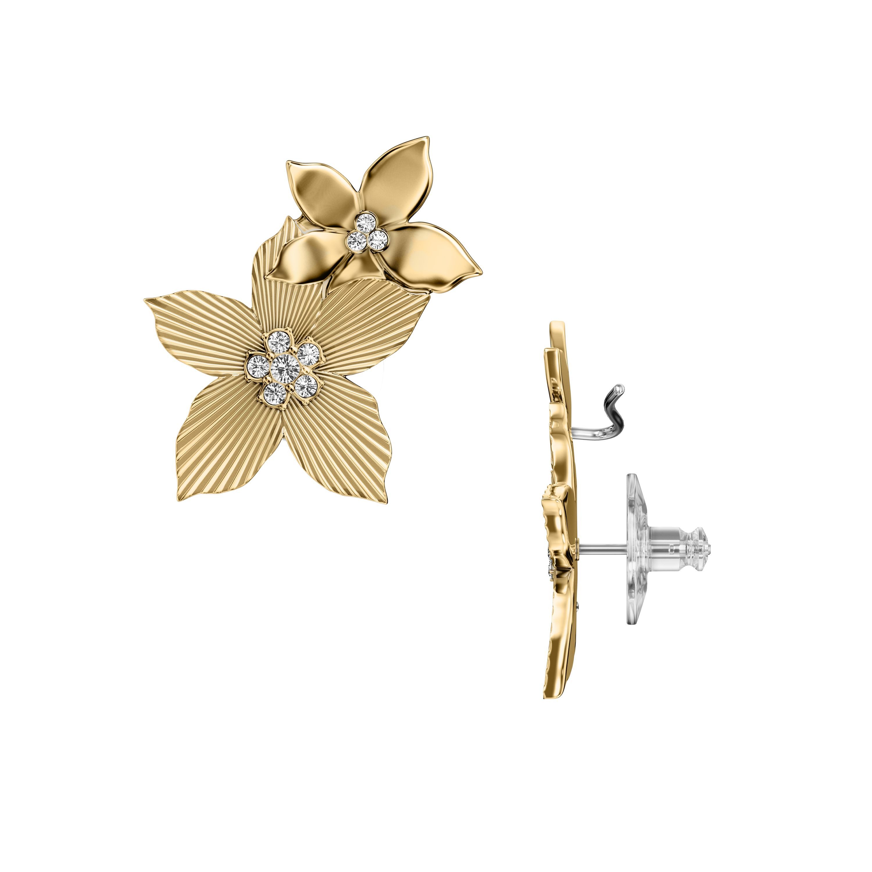Fossil Paar Ohrstecker Schmuck Geschenk Edelstahl Ohrringe Blume Sutton, mit Glasstein – Bild 4 von 5
