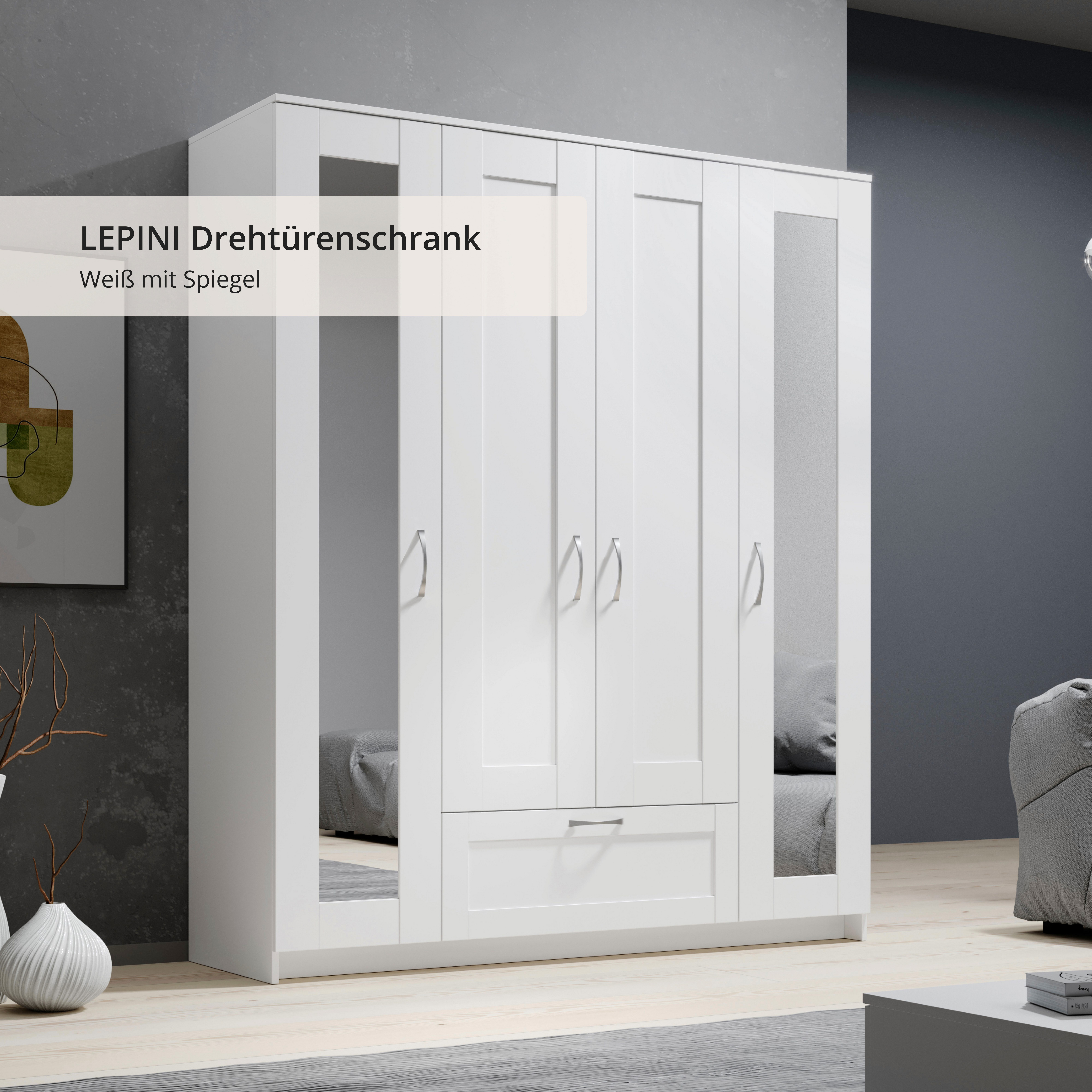 Schlafkontor Drehtürenschrank "Lepini, Kleiderschrank mit Spiegel und Schub günstig online kaufen