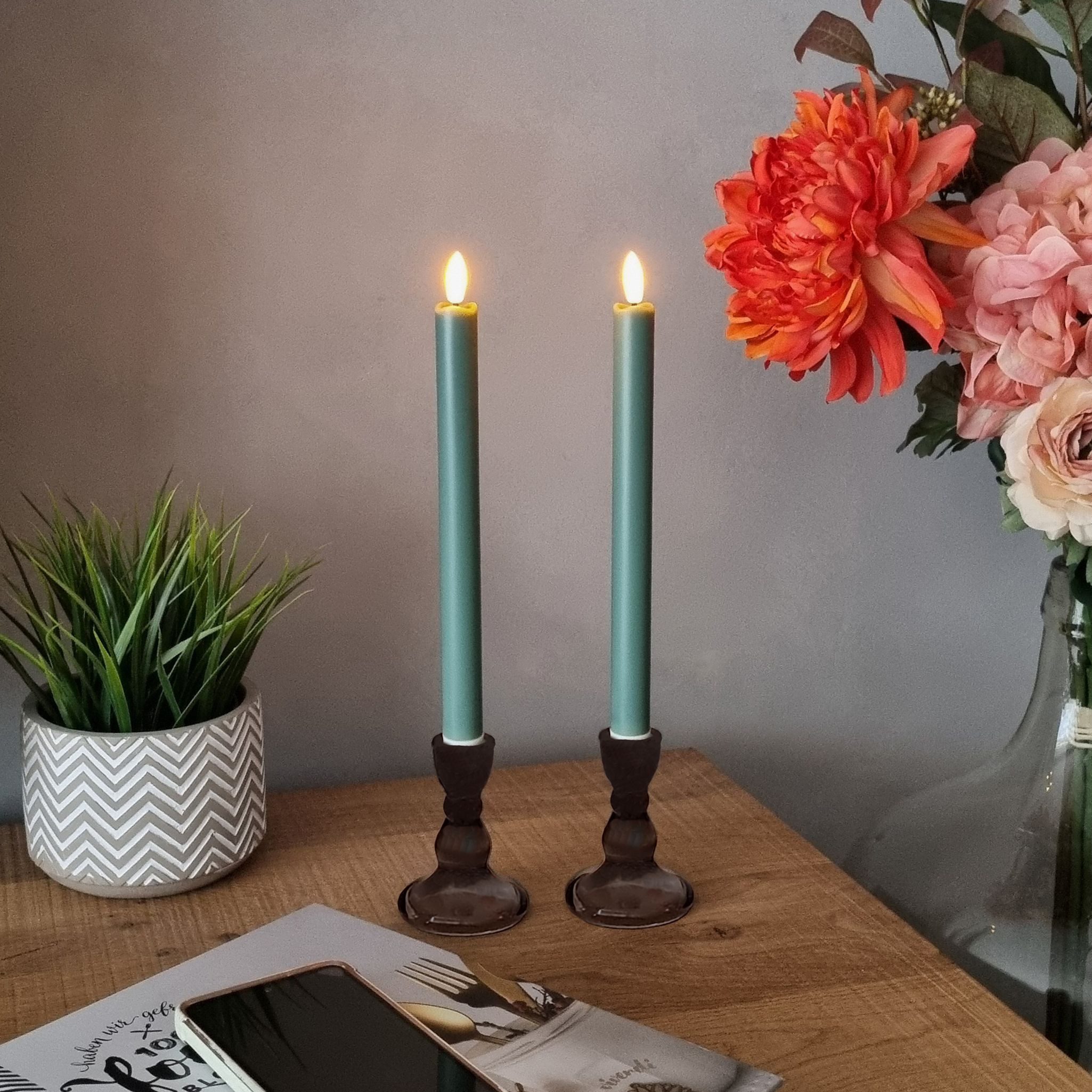 Coen Bakker Deco BV LED-Kerze LED 2er Set Stabkerzen, 2 x 2AAA, versch. Farben (2-tlg)