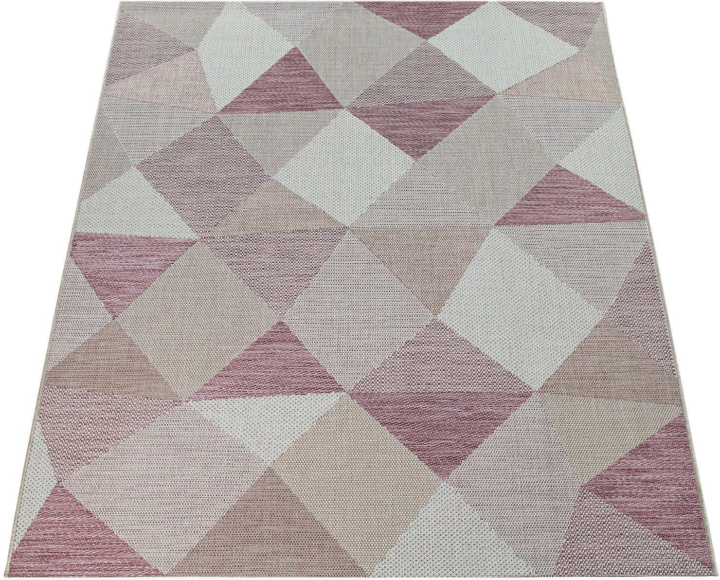 Teppich Kortrijk 743, Paco Home, rechteckig, Höhe: 4 mm, Flachgewebe, modernes Design, Pastell-Farben, In- und Outdoor geeignet