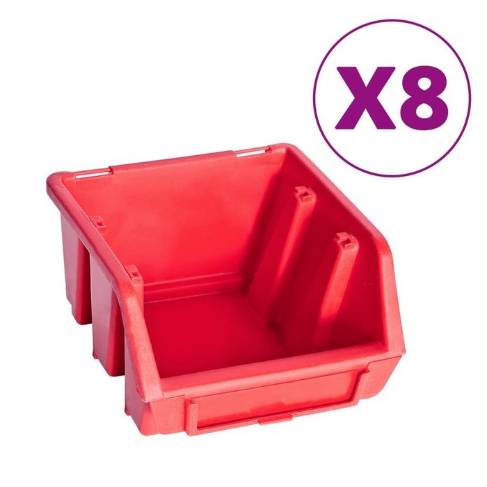 vidaXL Werkzeugbox 39-tlg. Behälter-Set für Kleinteile mit Wandplatten Rot Schwarz
