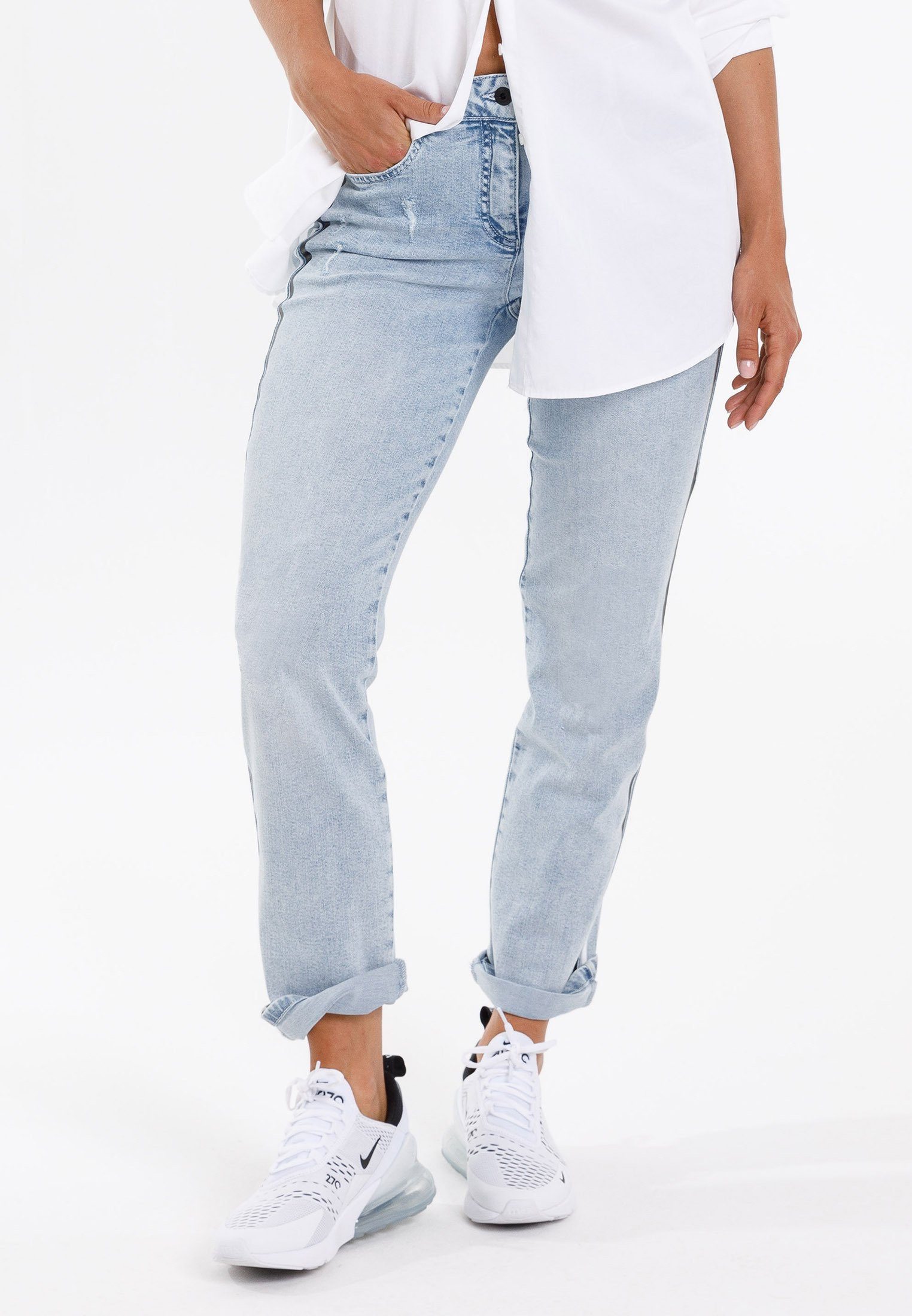 Damen Jeans MARC AUREL 5-Pocket-Jeans mit Kontraststreifenprint