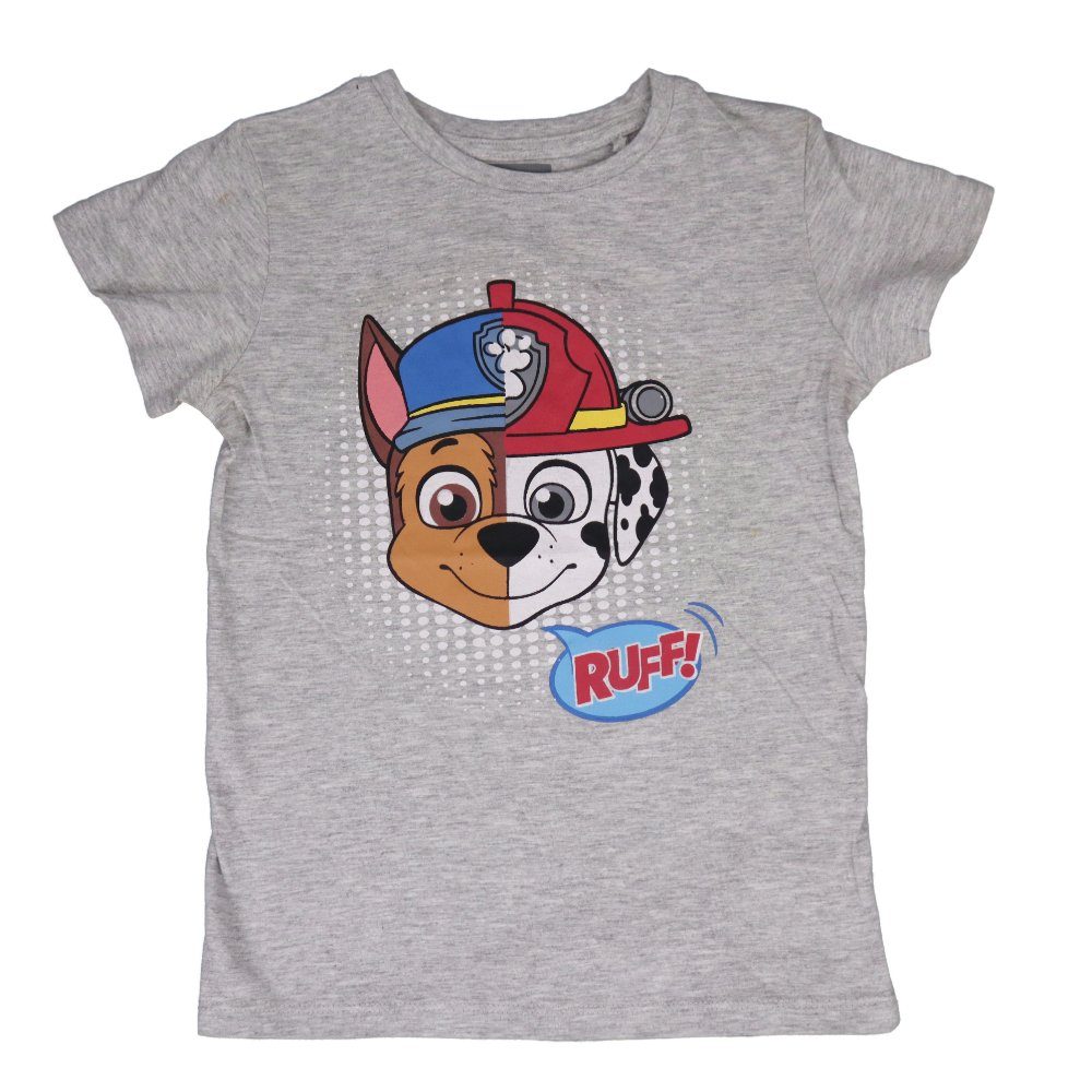 PAW PATROL Kurzarmshirt Paw Patrol Friends Kinder Jungen T-Shirt Gr. 92 bis 122, Motivwahl Grau-Ruff