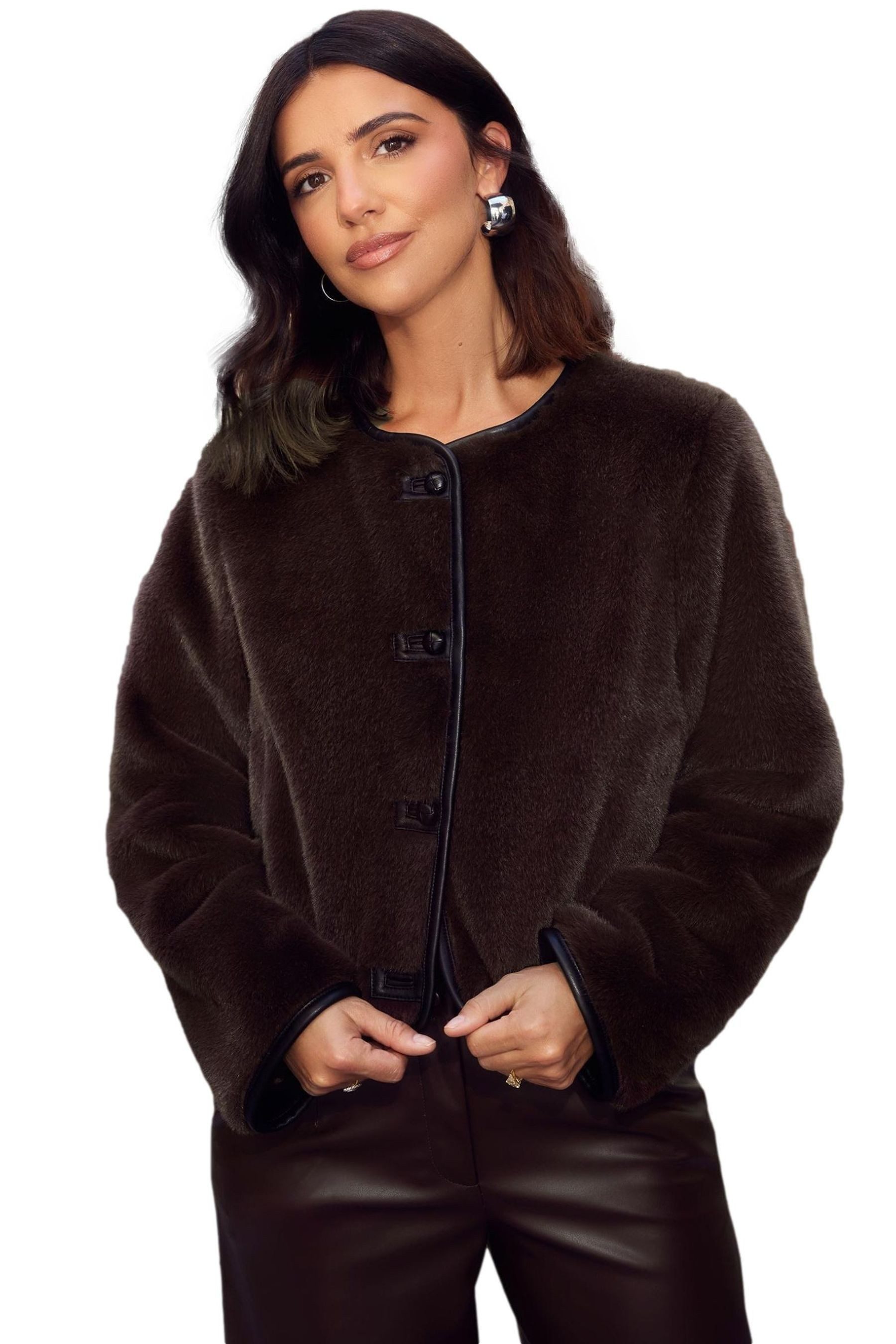 Friends Like These Fellimitatmantel Friends Like These X Lucy Mecklenburgh Jacke (1-tlg)
