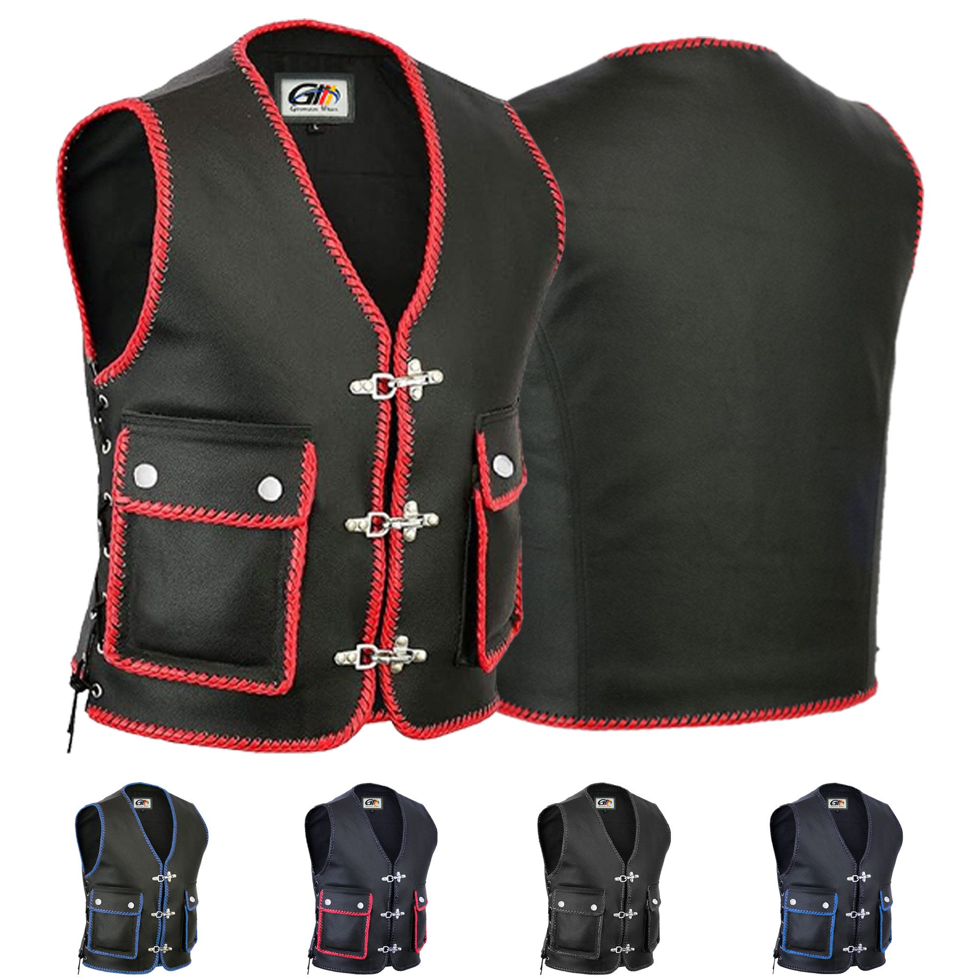 German Wear Motorradweste GW688 Motorrad Lederweste günstig online kaufen