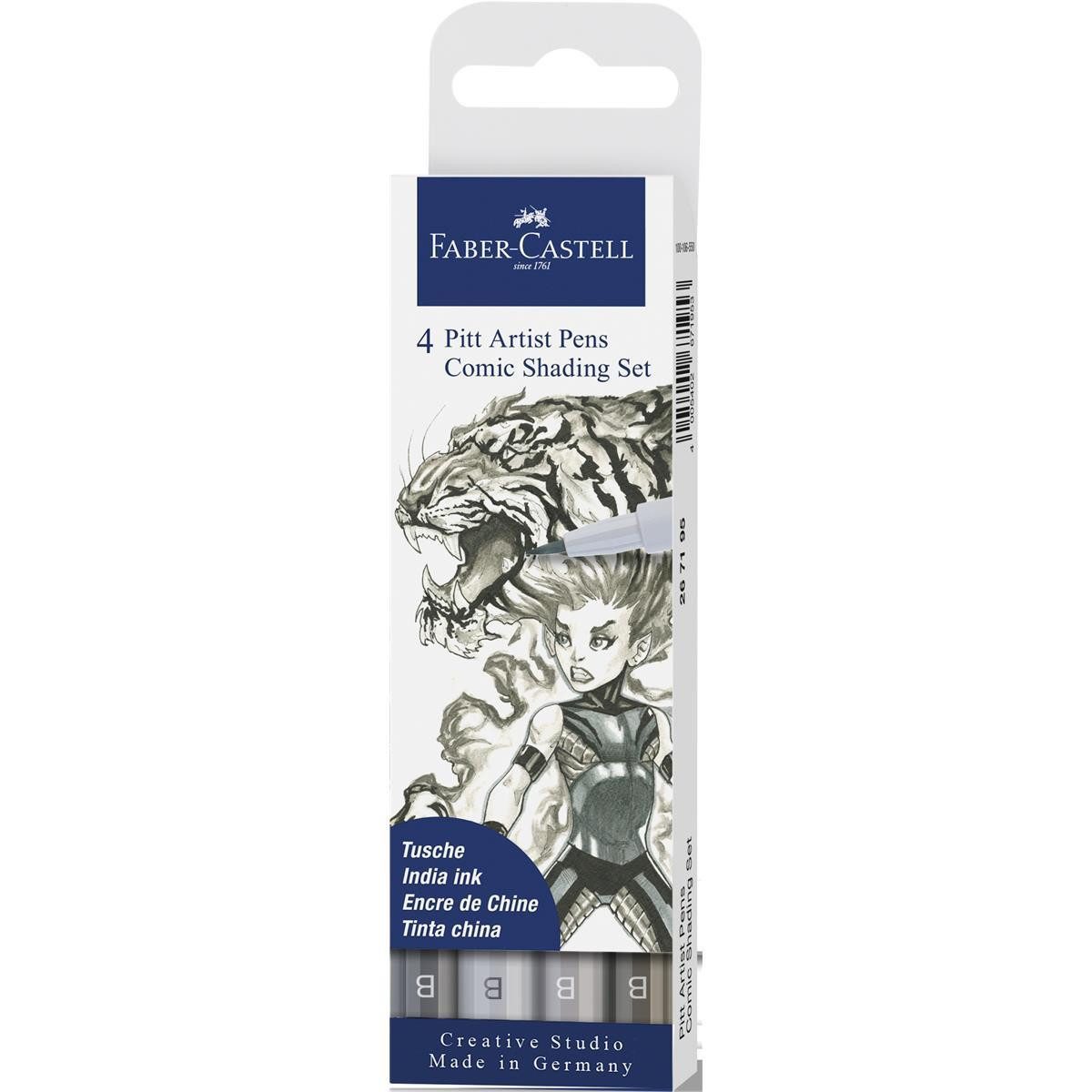 Faber-Castell Künstlerstift Faber-Castell Pitt Artist Pen Tintenschreiber - Comic - 4er Etui