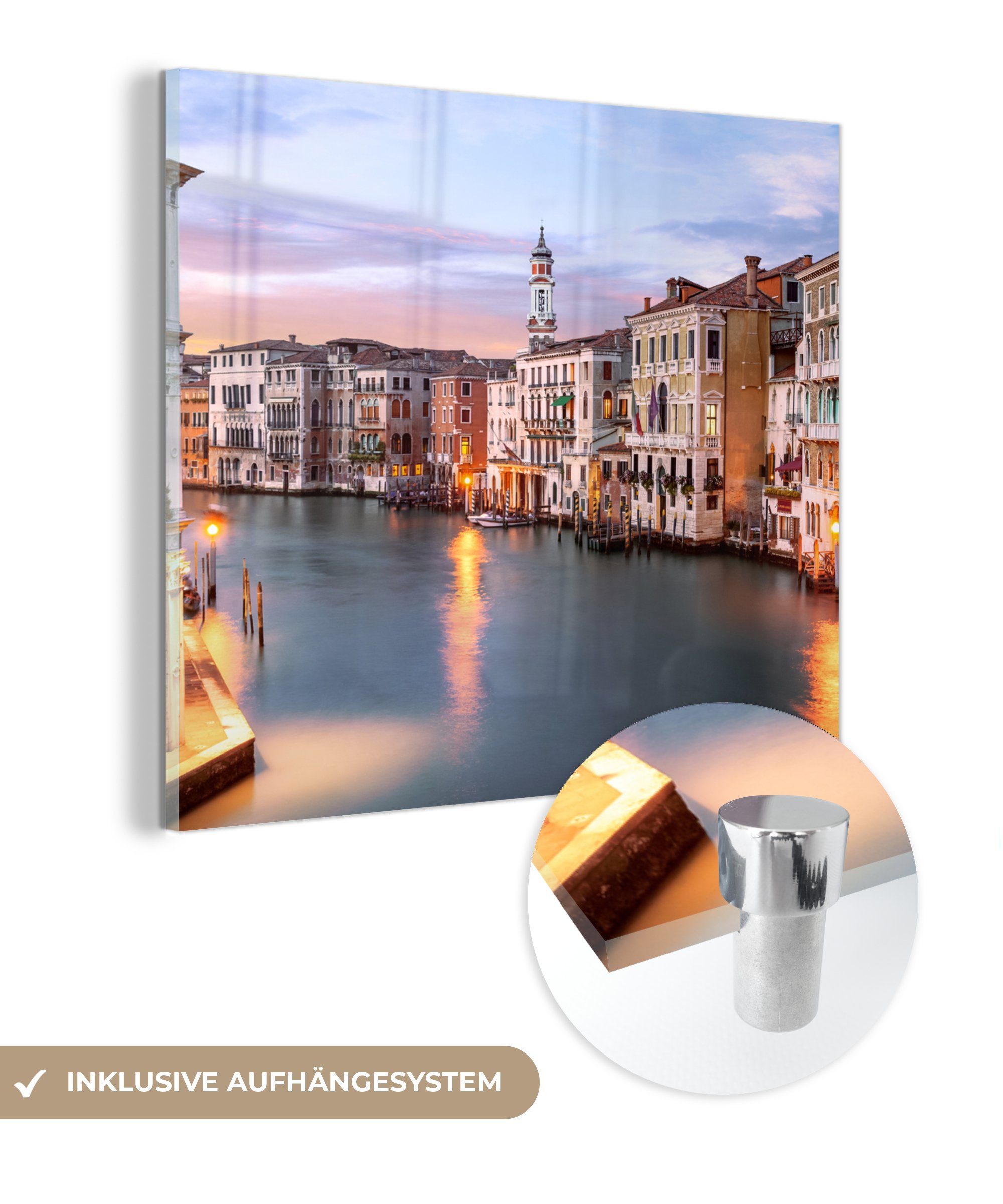 MuchoWow Acrylglasbild Der Canal Grande in Venedig, (1 St), Glasbilder - Bilder auf Glas Wandbild - Foto auf Glas - Wanddekoration