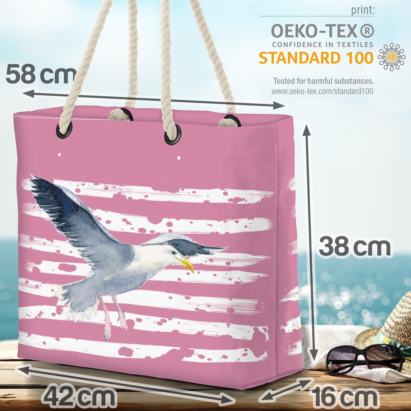 VOID Strandtasche (1-tlg), Möwe Vogel Nordsee Urlaub Meer Vogel
