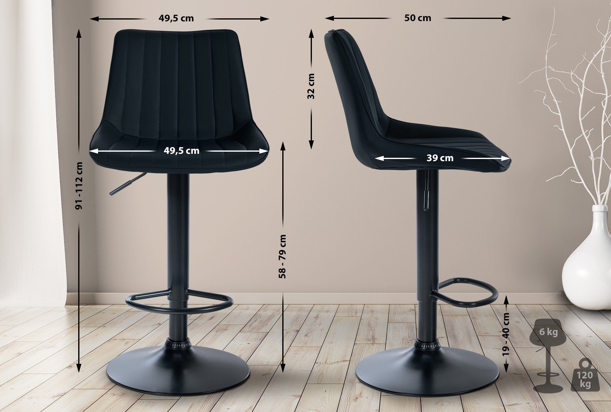 CLP Barhocker Toni Kunstleder (2er Set, günstig online kaufen