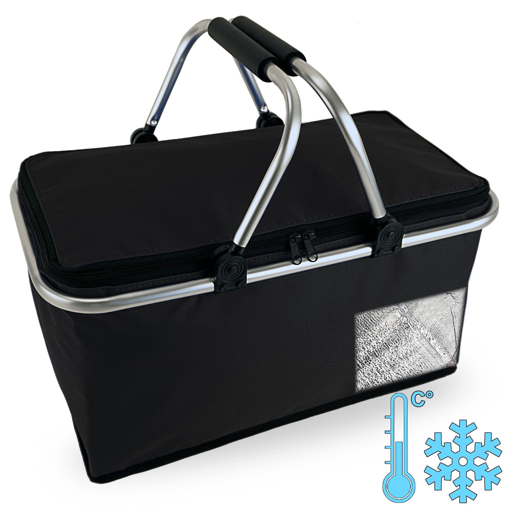 18L Einkaufskorb Kühltasche - Faltbarer Thermokorb Mit Alurahmen