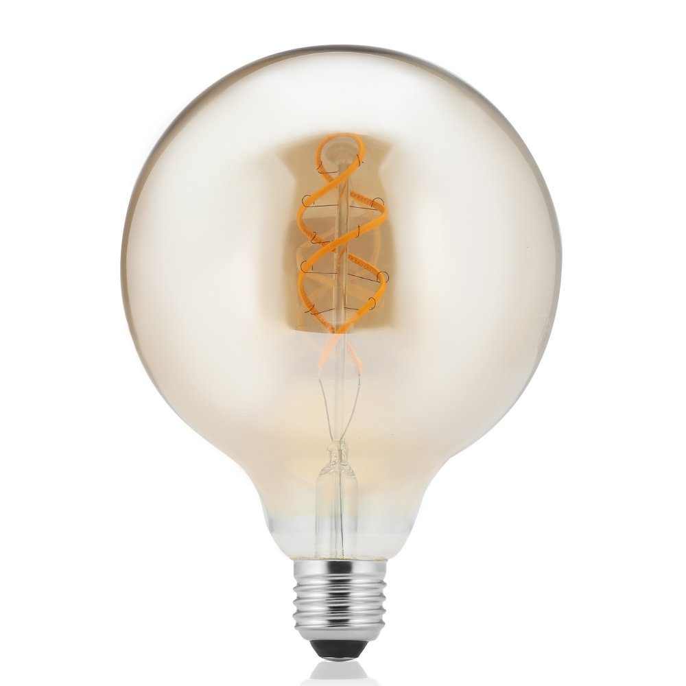 LETGOSPT Flutlichtstrahler LED Edison Glühbirne Glühbirne wechselbar, G125 E27, Glühbirne Filament LED Vintage Edison LED Nostalgie Stil Vintage 4W 4W Lampe, Retro Warmweiß, Spirale LED Birne, E27