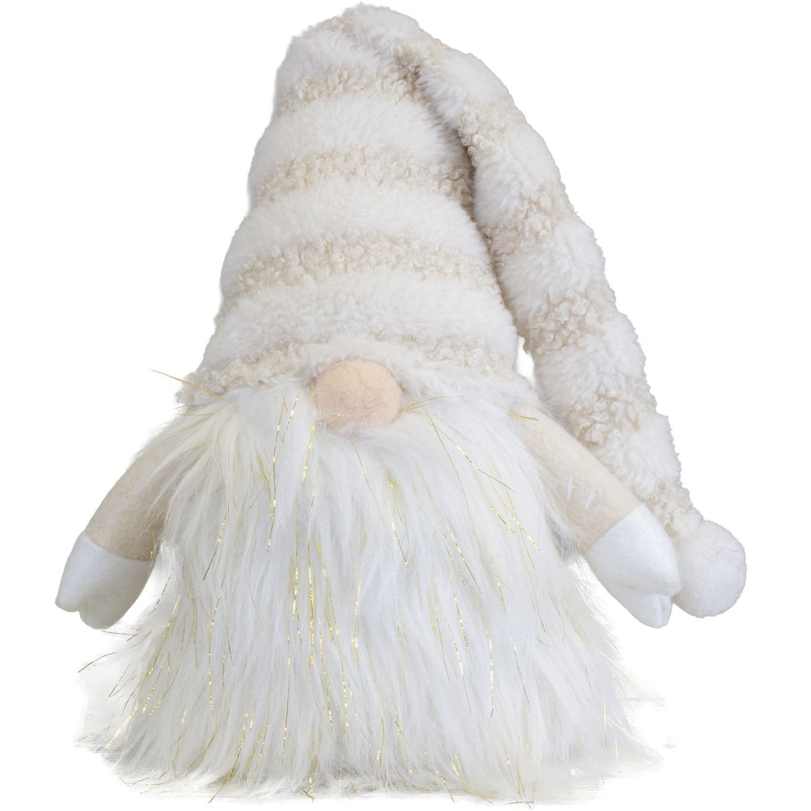 Christmas Paradise Wichtel Gnom sitzend 25cm (Dekofigur, 1 St., Weihnachtsdeko), mit langer Zipfelmütze & großem Plüschbart, beige