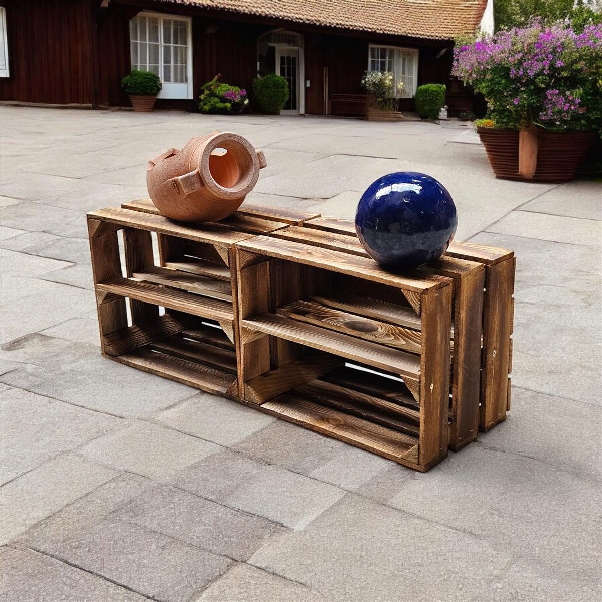 Teramico Holzkiste 2er Set Holzkiste 40x30x25cm Geflammt Ablage, Aufbewahru günstig online kaufen