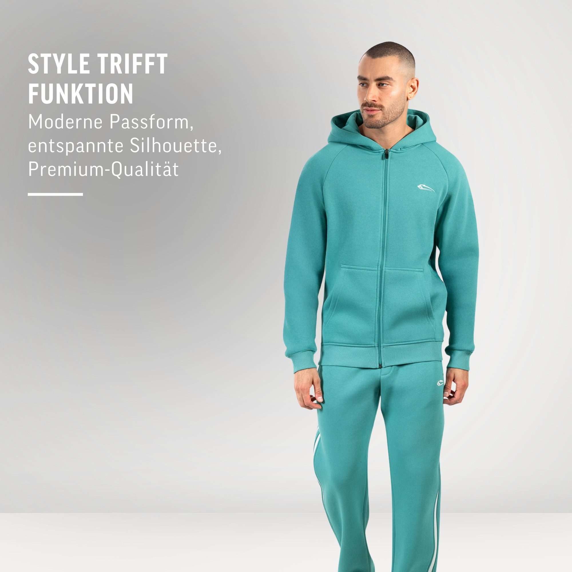 Smilodox Kapuzenstrickjacke Yassin, Zip Hoodie mit Logo, leicht überschnittene Schultern Kapuzenpullover, weicher hochwertiger Stoff, Alltag, Basic, Casual