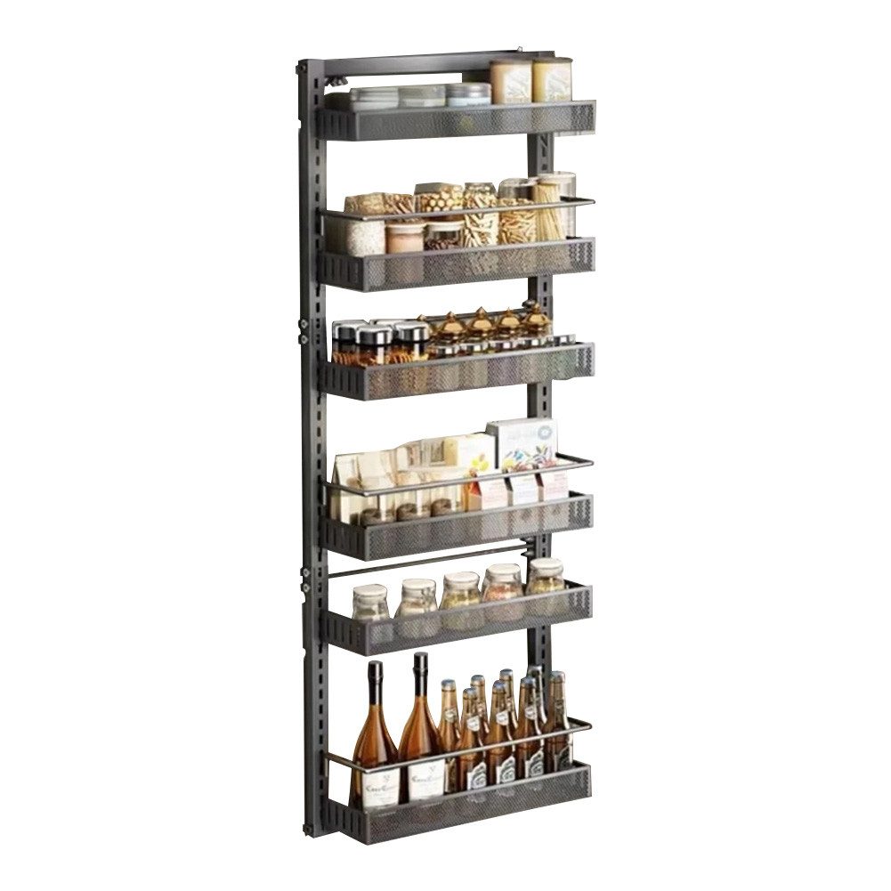 GarveeMore Küchenorganizer-Set 6-Layer Carbon Stahl Tür hängenden Korb Lagerung Regal Wandhalterung, 126x44x16cm Badezimmerzubehör Schlafzimmer Tür dahinterLücke Löcherfre