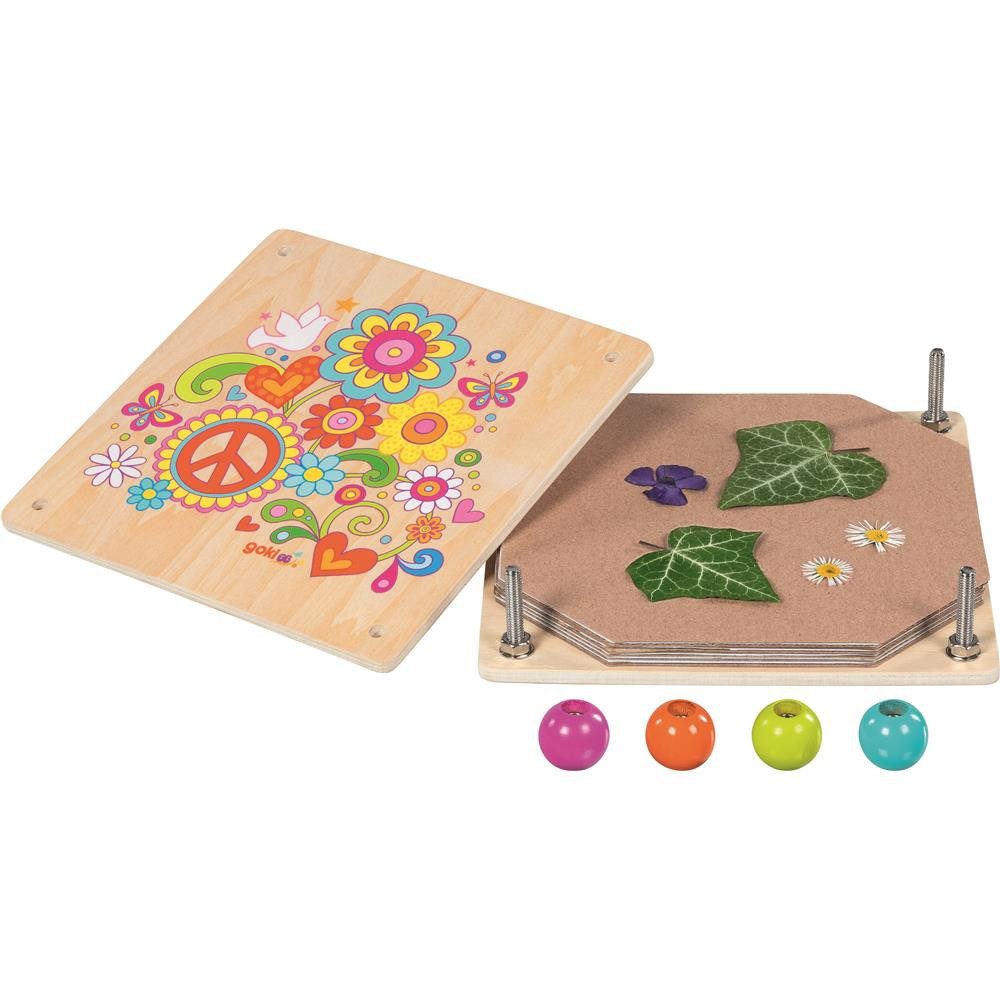 goki Lernspielzeug Pflanzenpresse Blumenpresse Bastelset Kinder Naturspielzeug ab 3, Fördert Kreativität und Naturverständnis