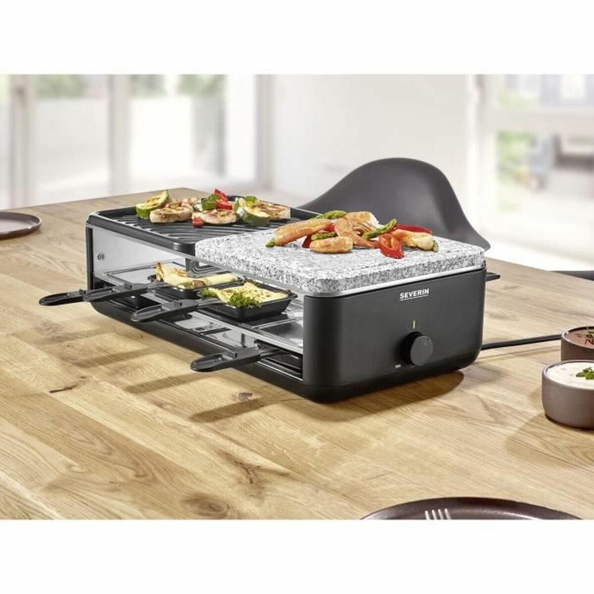 Severin Raclette und Fondue-Set Grillplatte Severin RG2366 Schwarz 1300 W