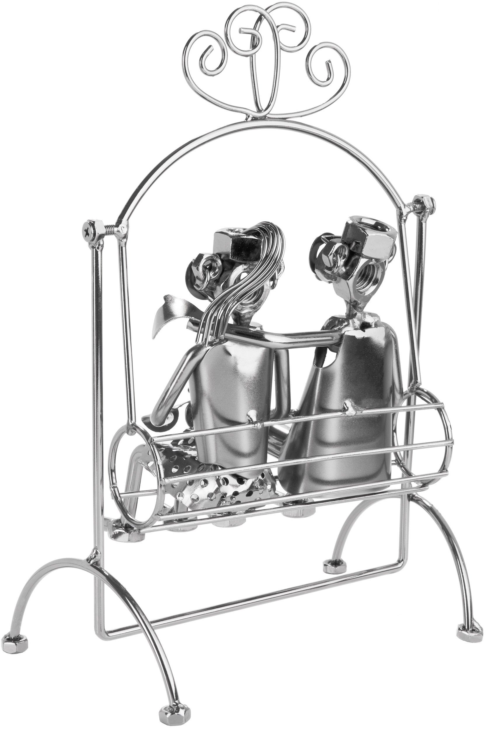 BRUBAKER Dekofigur Schraubenmännchen Liebespaar auf Schaukel (1 St), kunstvolle Metallskulptur als Paar-Geschenk für Freund und Freundin – Bild 4 von 5