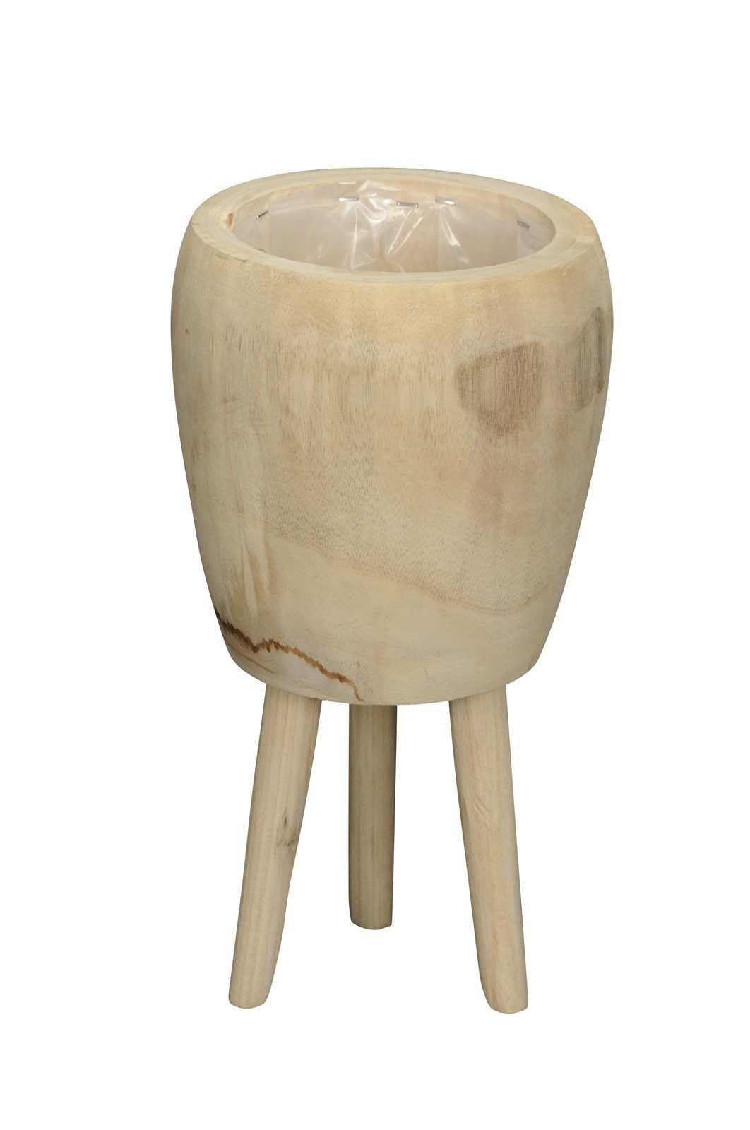 finehomegarden Übertopf Blumentopf auf Fuß Holz natur Ø21cm H39cm Paulowniaholz (1 St), Topf Übertopf Pflanztopf / Paket