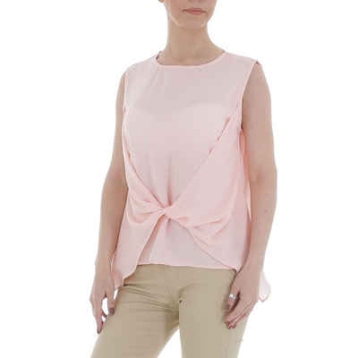 Ital-Design Klassische Bluse Damen Elegant Lagenlook Chiffon Bluse in Rosa
