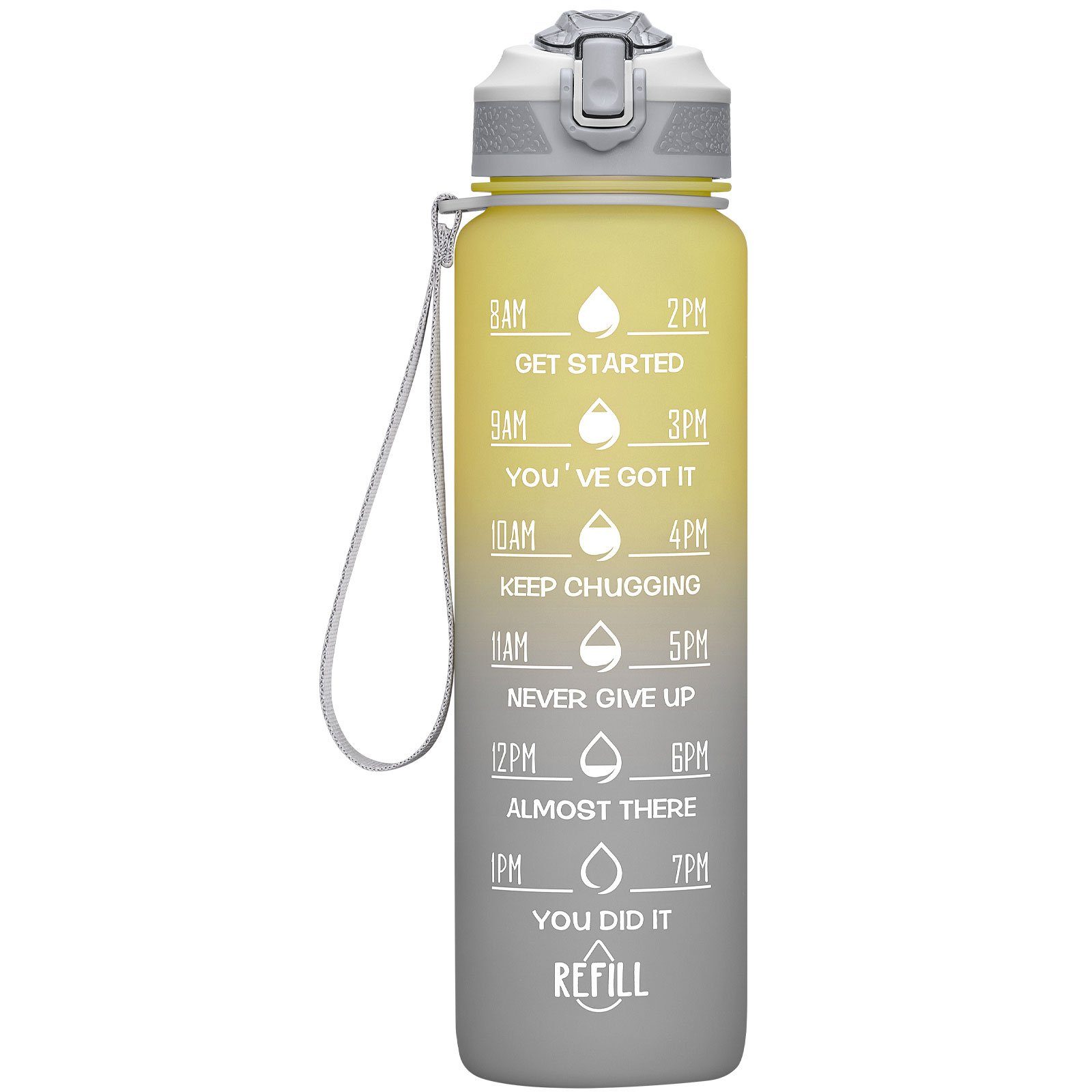 REDOM Trinkflasche Sport Wasserflasche Auslaufsicher Sportflasche 1 Liter BPA-Frei 1L, Zeitmarkierung und Strohhalm Fitness Outdoor Camping Fahrrad Wandern