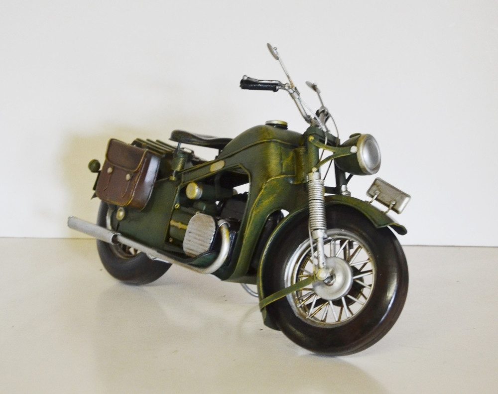 JS GartenDeko Modellmotorrad Blechmodell Modellmotorrad Oldtimer Marke BMW Militär Motorrad L 31 cm