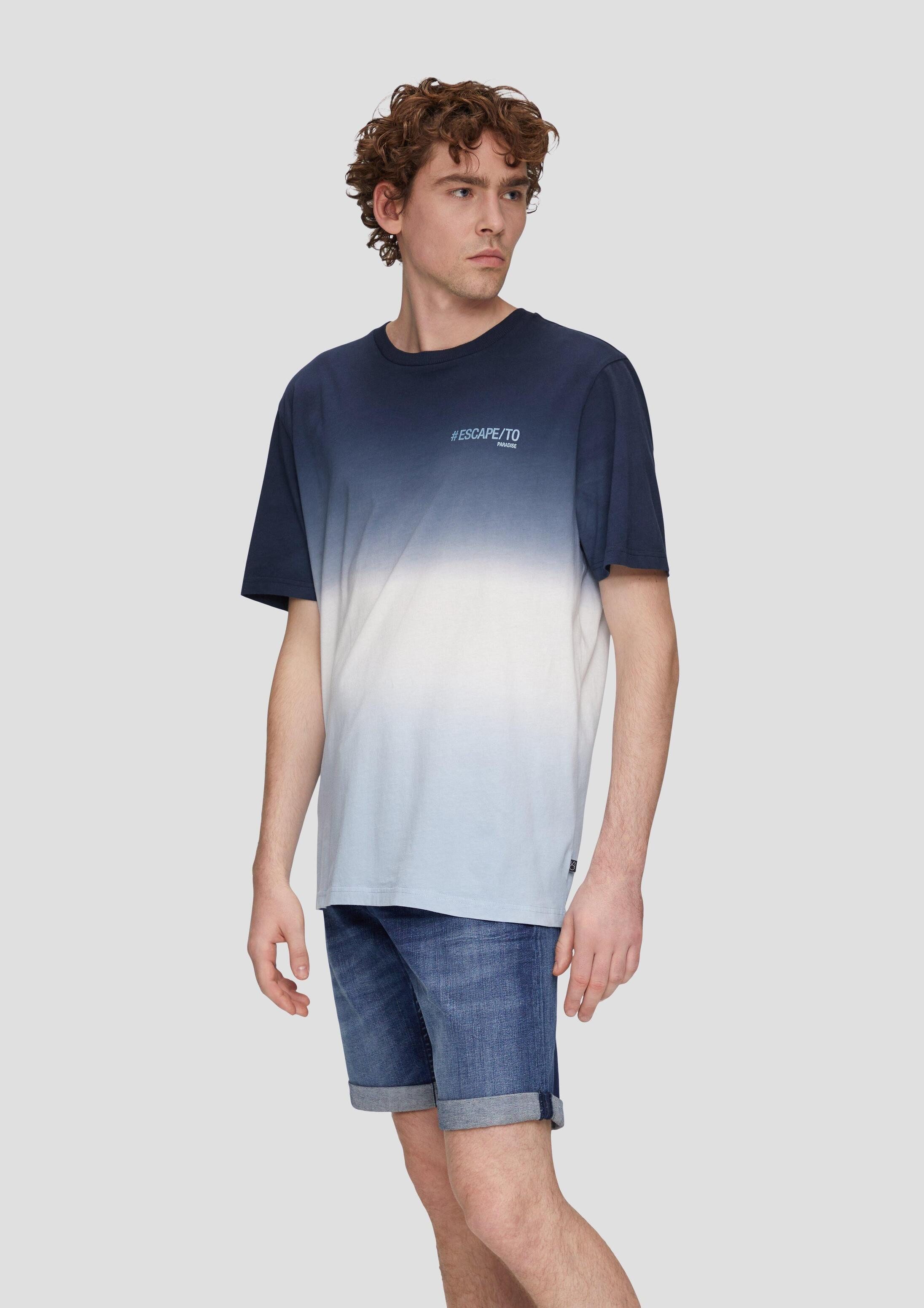 QS Kurzarmshirt T-Shirt Baumwoll-T-Shirt mit Farbverlauf
