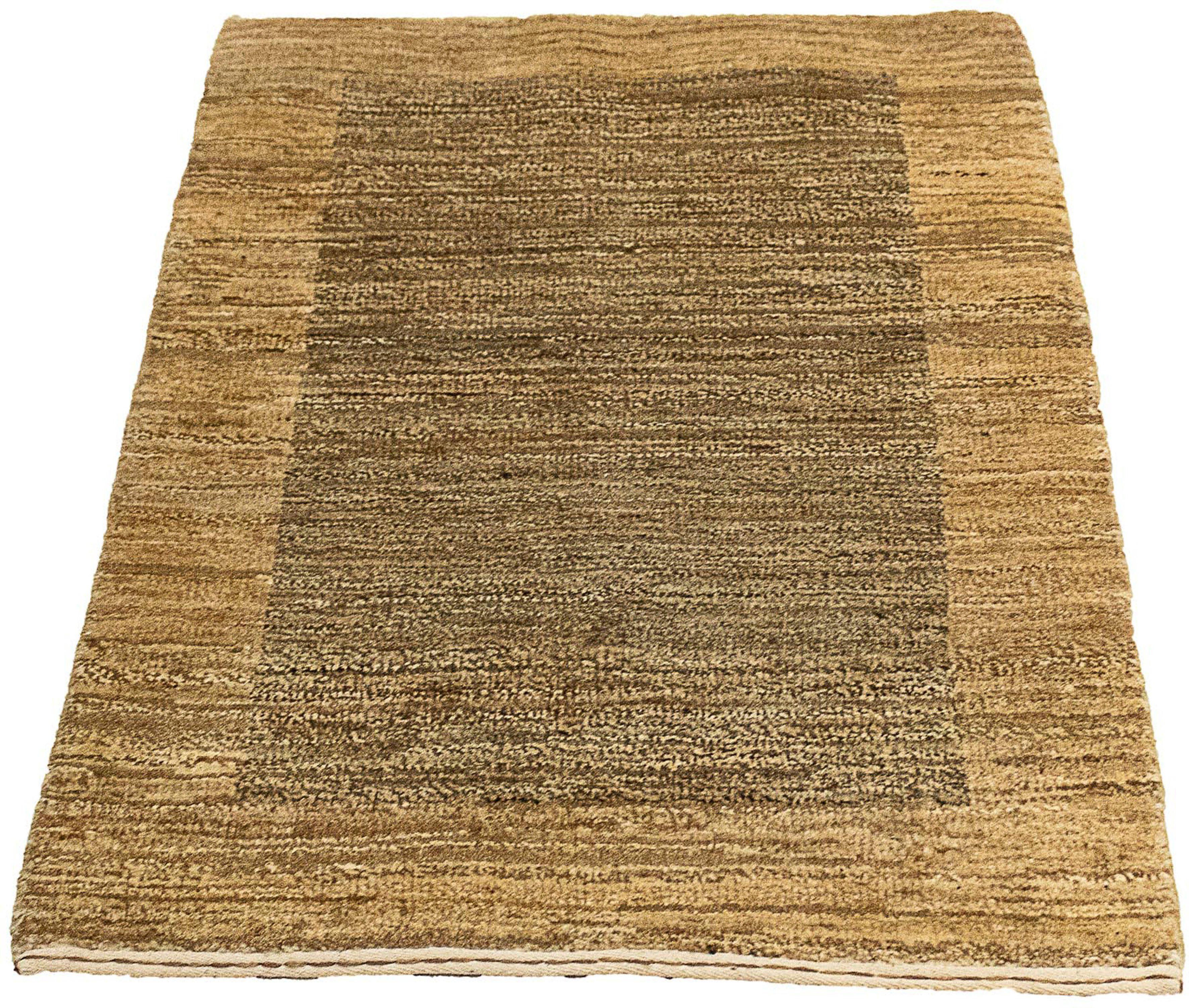Wollteppich Gabbeh - Indus - 95 x 61 cm - hellbraun, morgenland, rechteckig, Höhe: 18 mm, Wohnzimmer, Handgeknüpft, Einzelstück mit Zertifikat