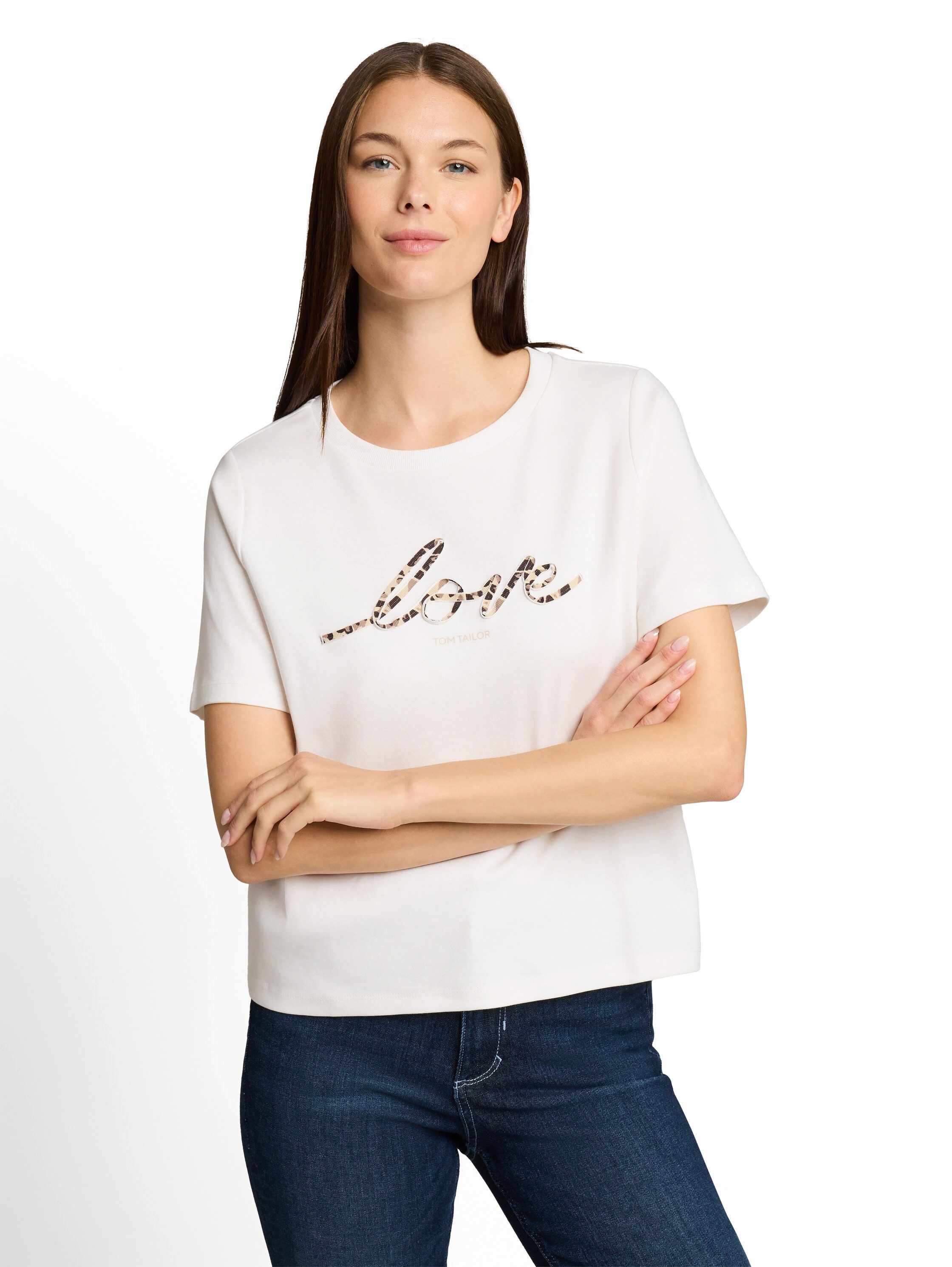 TOM TAILOR Kurzarmshirt Sommershirt mit Prints und Rundhals