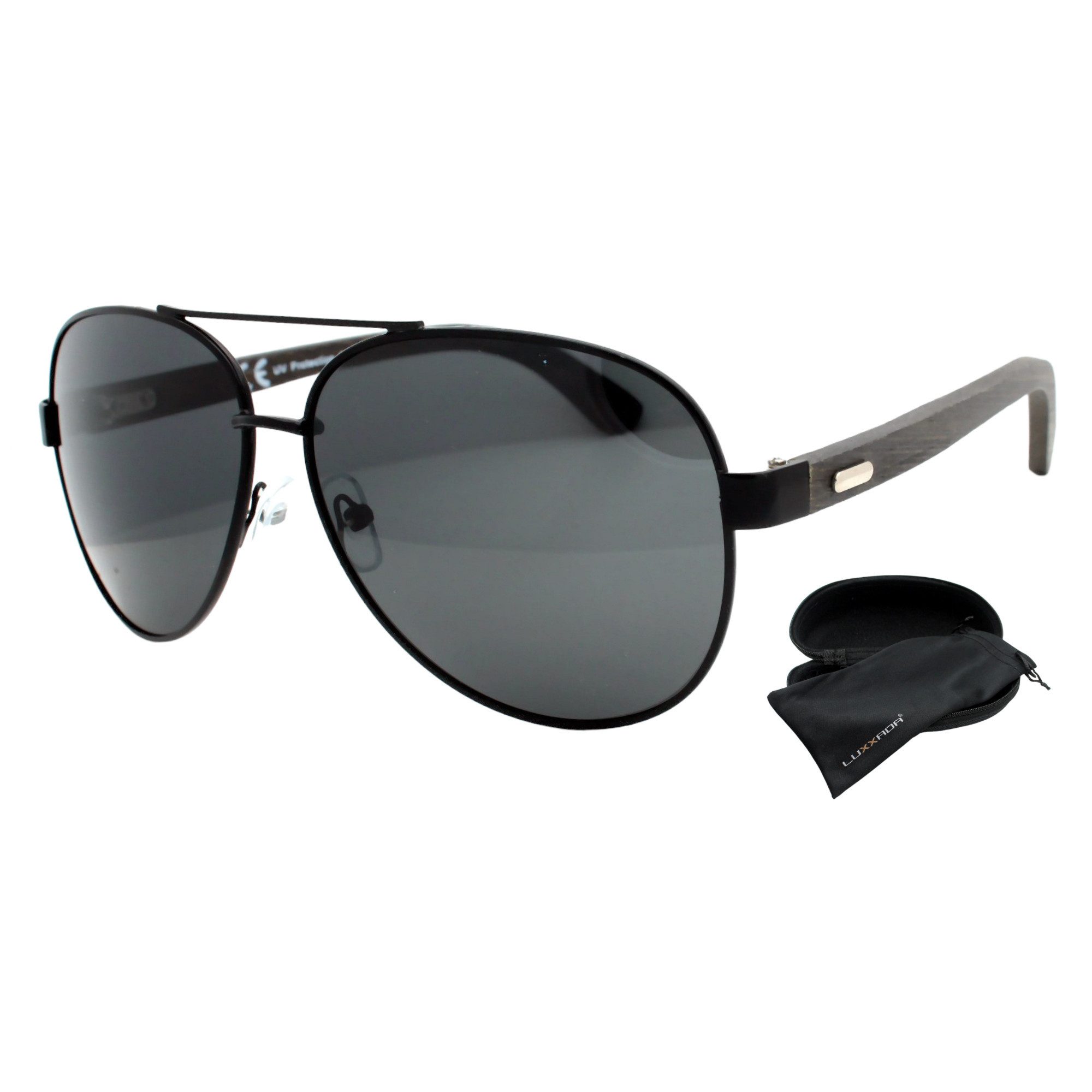 LUXXADA Sonnenbrille (Unisex Piloten Brille Gold mit Hardcase und Brillenbe günstig online kaufen