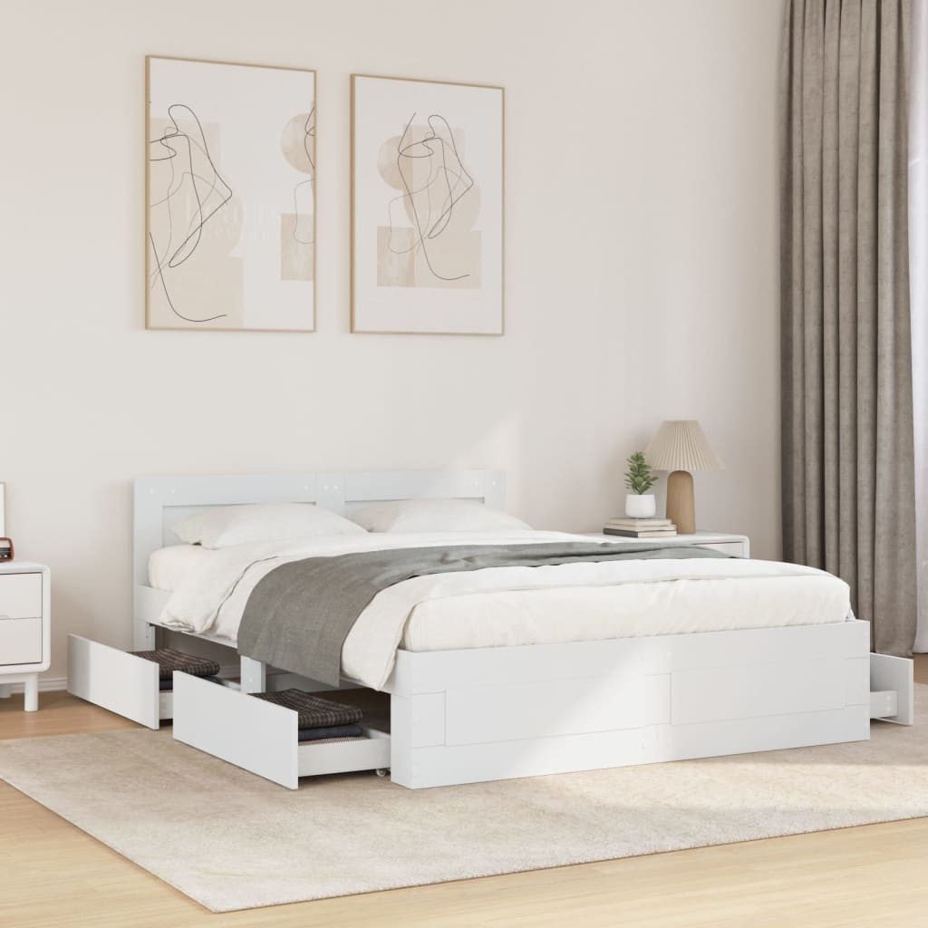vidaXL Bettgestell vidaXL Bettgestell mit Kopfteil ohne Matratze Weiß 120x190 cm