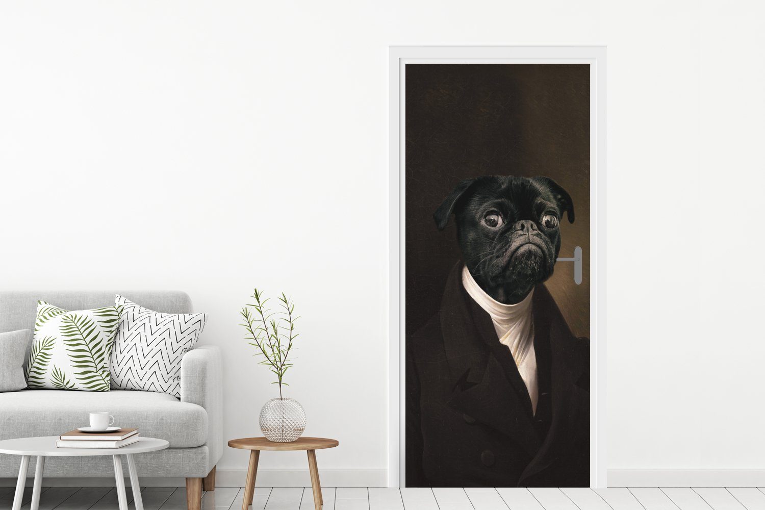 MuchoWow Türtapete Hund Türaufkleber, - Fototapete Kunst bedruckt, St), - 75x205 Tür, für Matt, (1 Tiere, cm