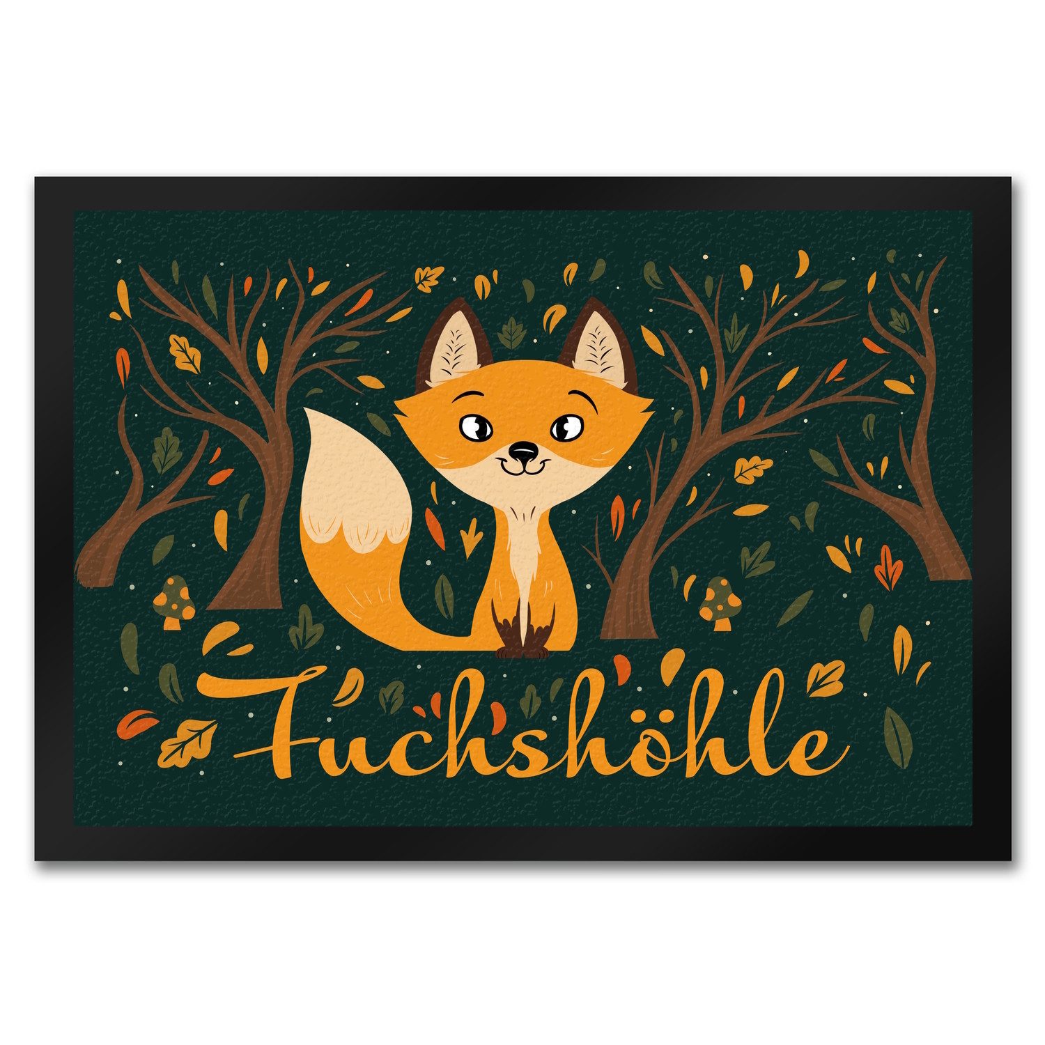 Fußmatte Fußmatte in 35x50 cm mit niedlichem Fuchs im Wald und Herbst Motiven