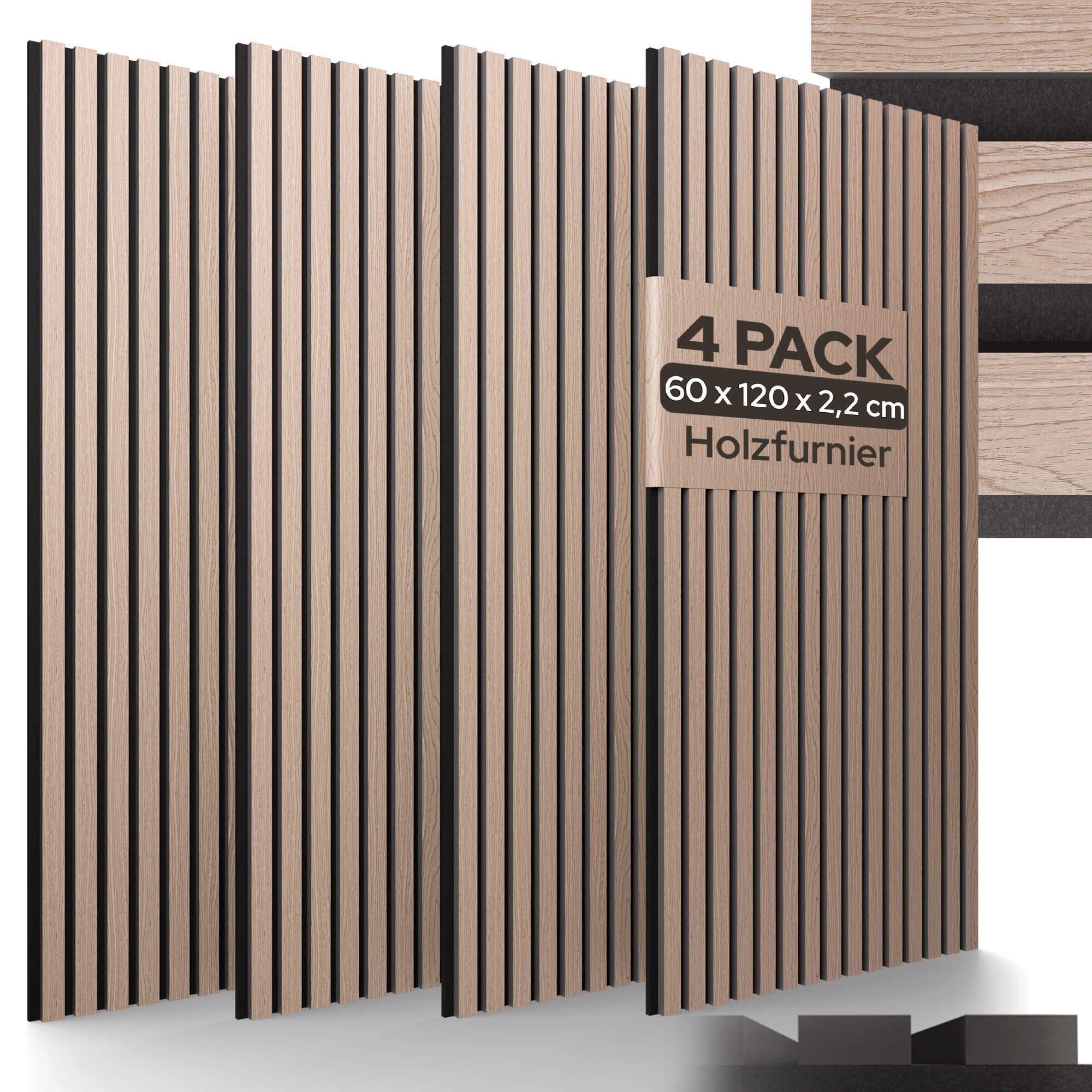 Arebos Akustikplatte Zuschneidbar, Einfache Montage, 2 Farben, Schallabsorption, Echtholzfurnier, Einfache Montage, Kombinierbar