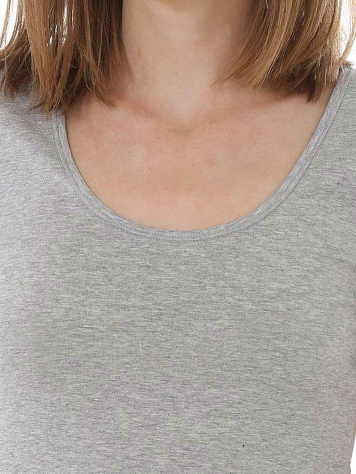 Vegan Unterhemd Damen Shirt Pack Baumwoll (Stück, Unterhemd COMAZO 2er grau-melange 2-St)