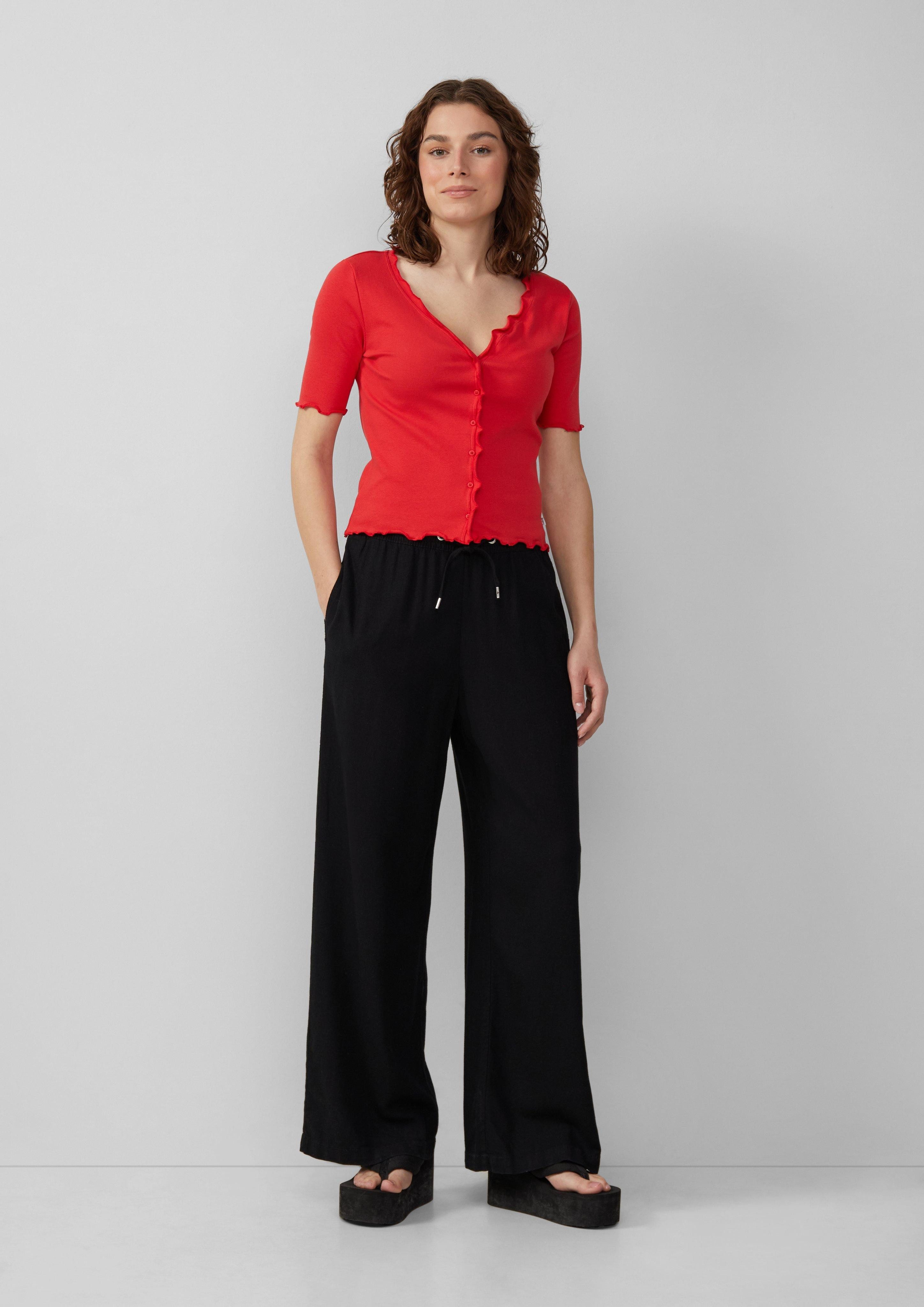 QS Stoffhose Leinenmixhose mit Gummizug und günstig online kaufen