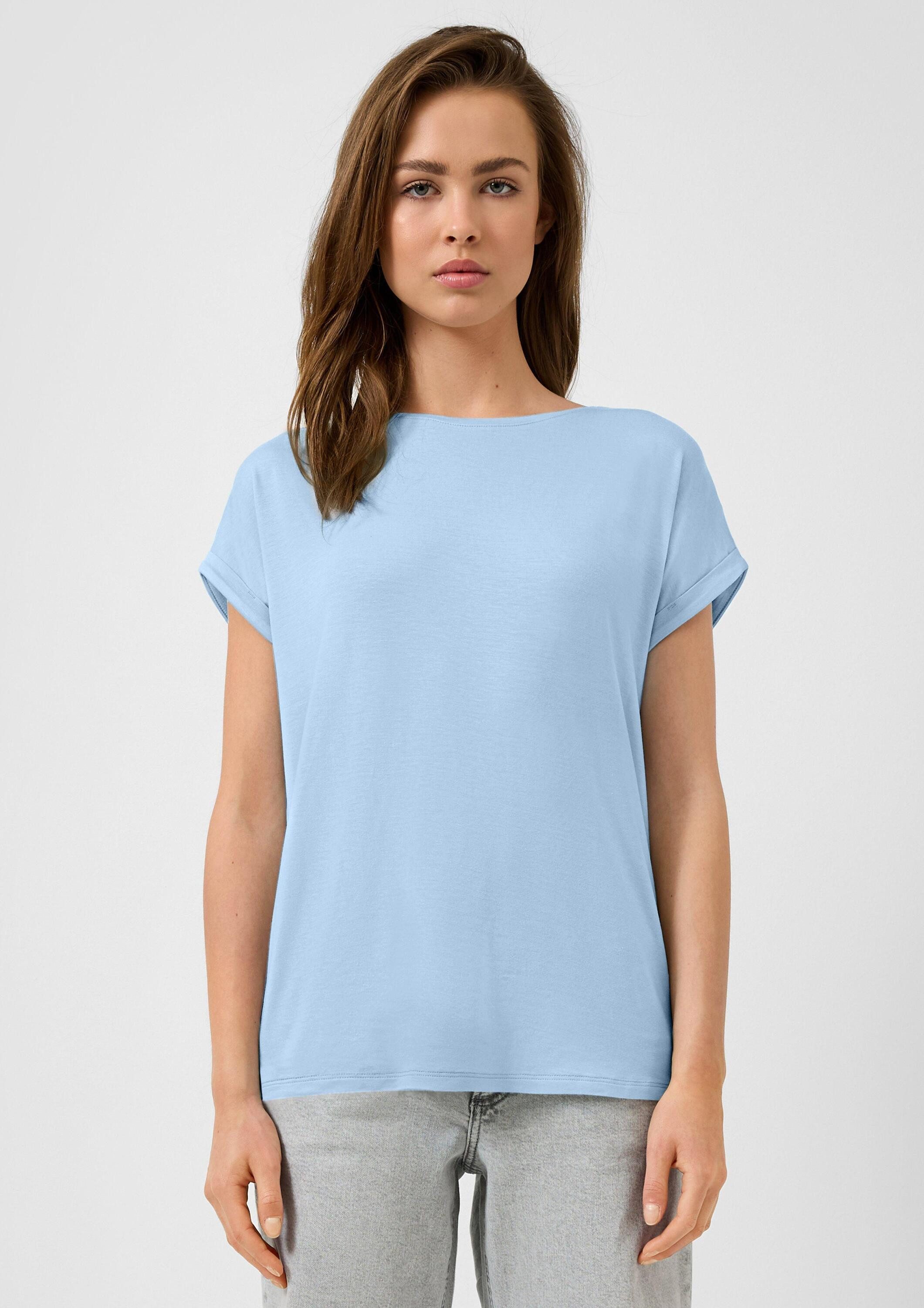 QS Kurzarmshirt T-Shirt T-Shirt aus Lyocellmix