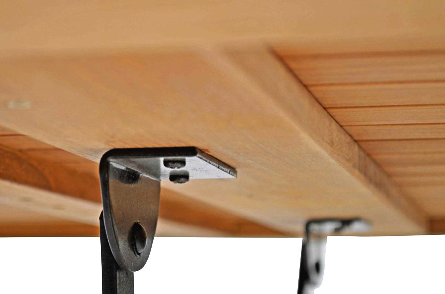 Kai Wiechmann Klapptisch Premium Teak Falttisch 80 x 80 cm als wetterfester Balkontisch, rostfreier und langlebiger Teak Eisen Gartentisch