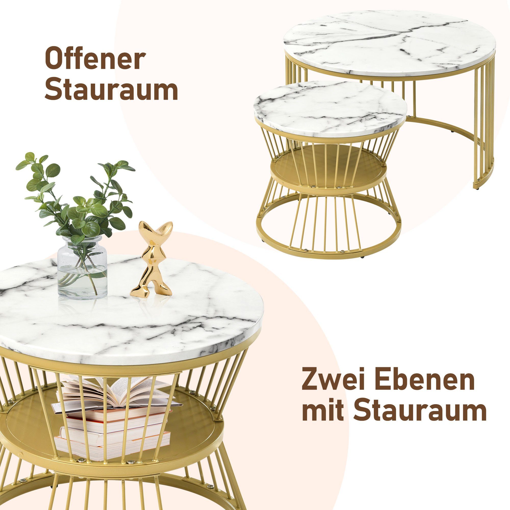 Merax Couchtisch hochglanz Tischplatte in Marmoroptik günstig online kaufen