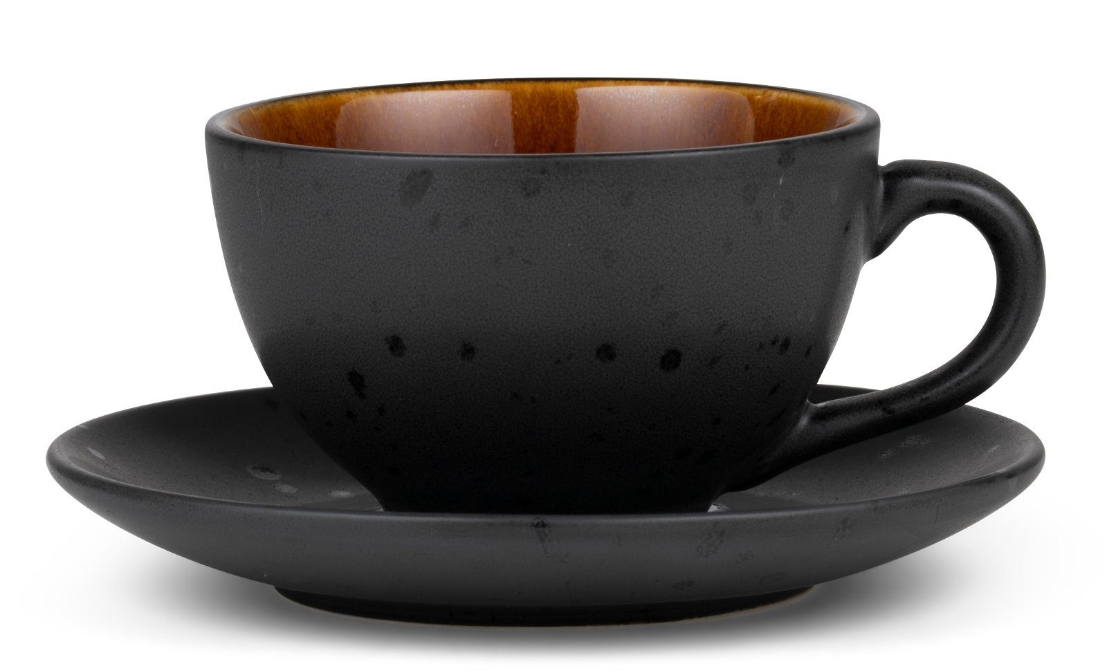 Bitz Tasse Tasse mit Untertasse black / amber 0,24 l, Steingut