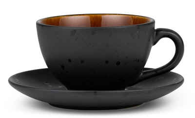 Bitz Tasse Tasse mit Untertasse black / amber 0,24 l, Steinzeug