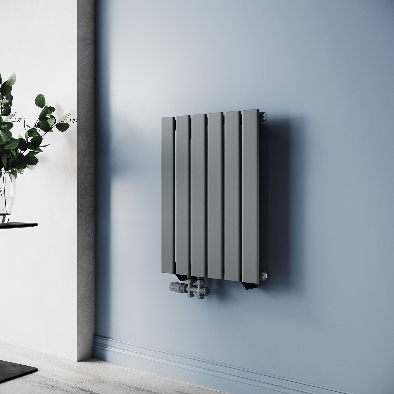 SONNI Designheizkörper Design Heizkörper Flach Anthrazit mit Multiblock Dop günstig online kaufen