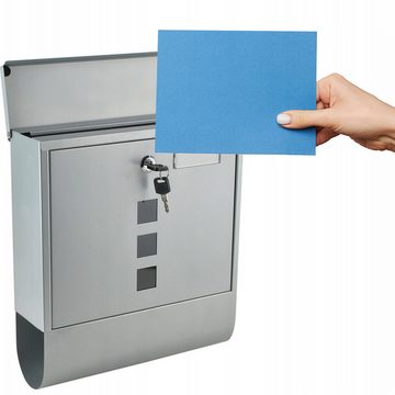 Redfink Briefkasten Briefkasten, mit Zeitungsfach Wandmontage Wandbriefkasten Edelstahl