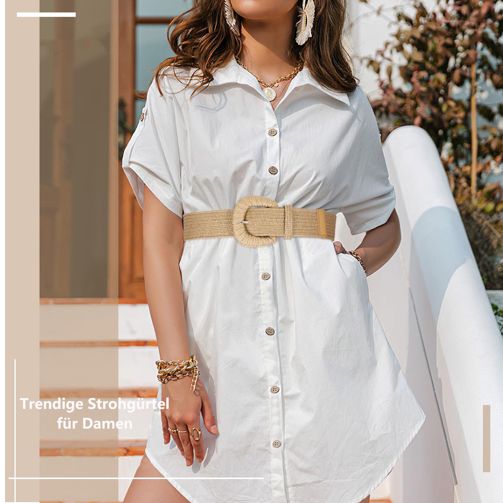 Zaewry Flechtgürtel Gürtel für Damen und Herren breiter Taillengürtel Gürtel Elastische gewebter Boho-Gürtel mit Verstellbarer für Kleider